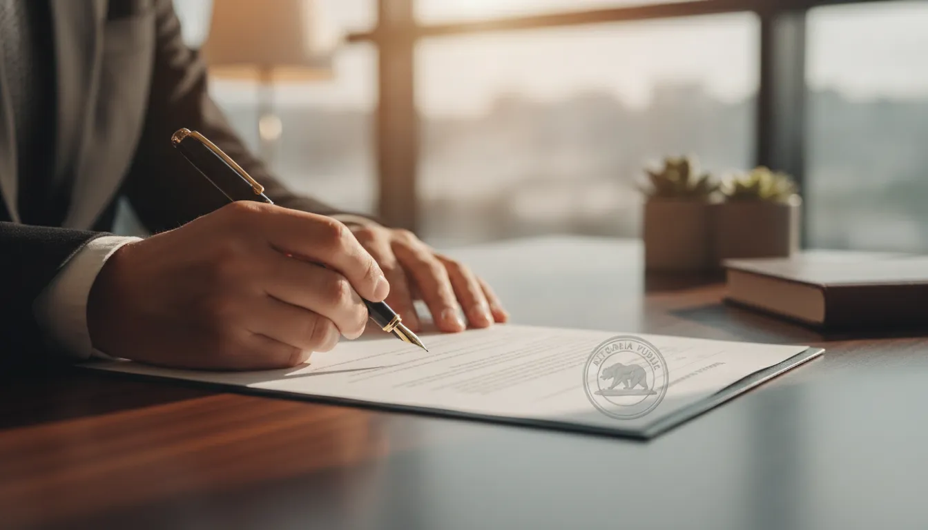 Person signing a legal revocation document before a notary