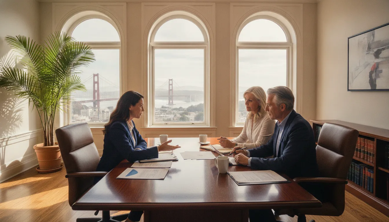 California family discussing what is a living trust with an estate planning attorney