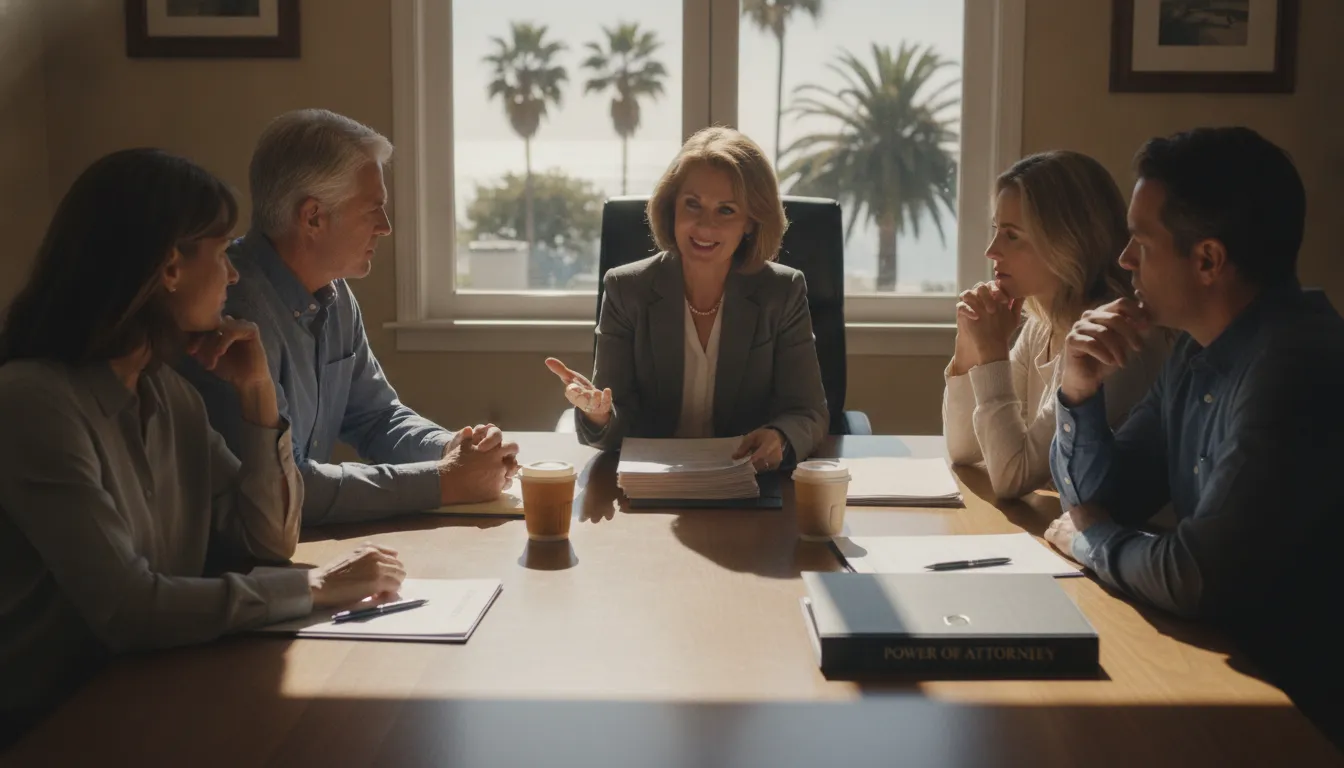 Family meeting with a California estate planning attorney to discuss durable power of attorney documents