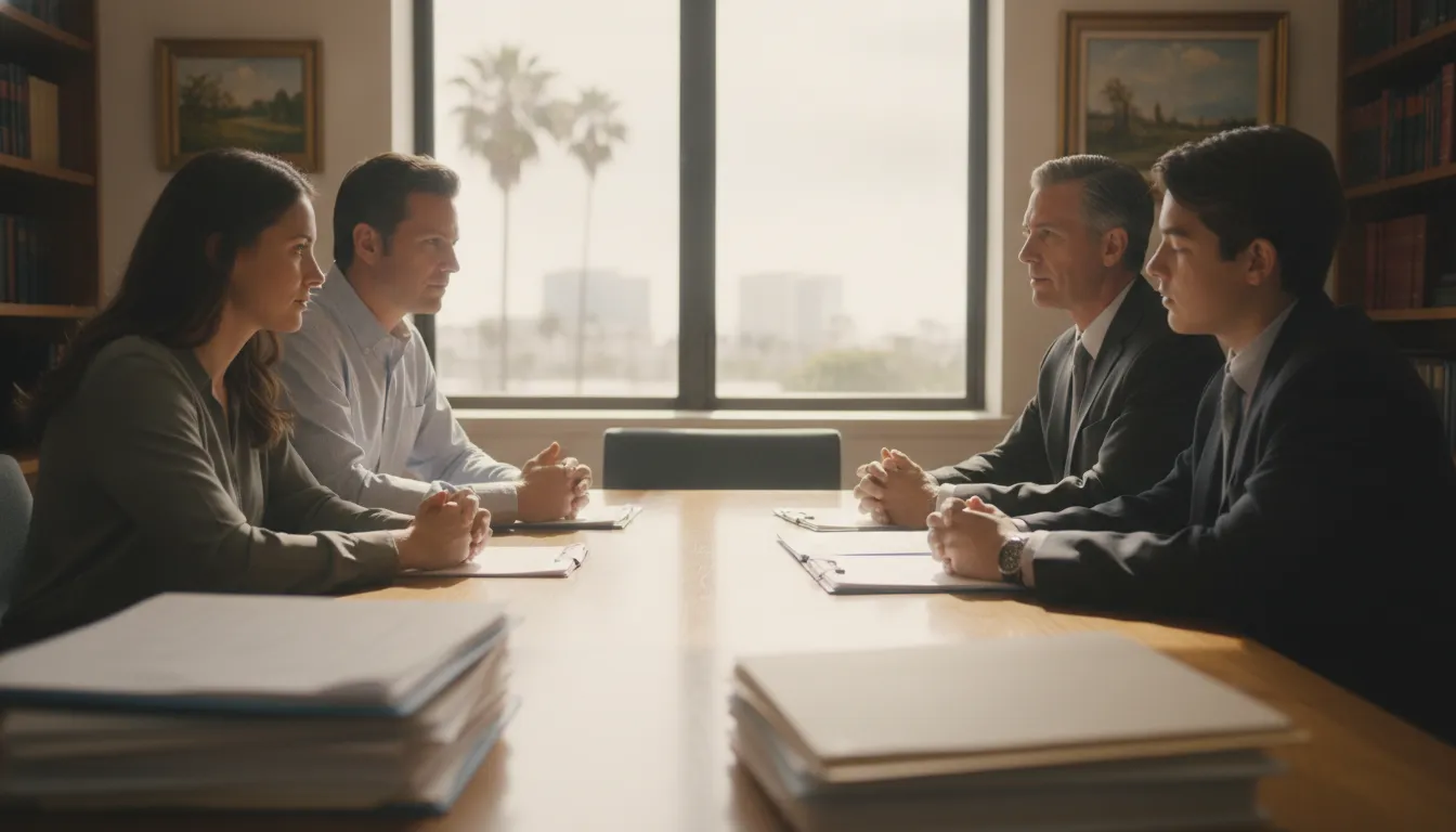 California family discussing trust dispute records with an attorney