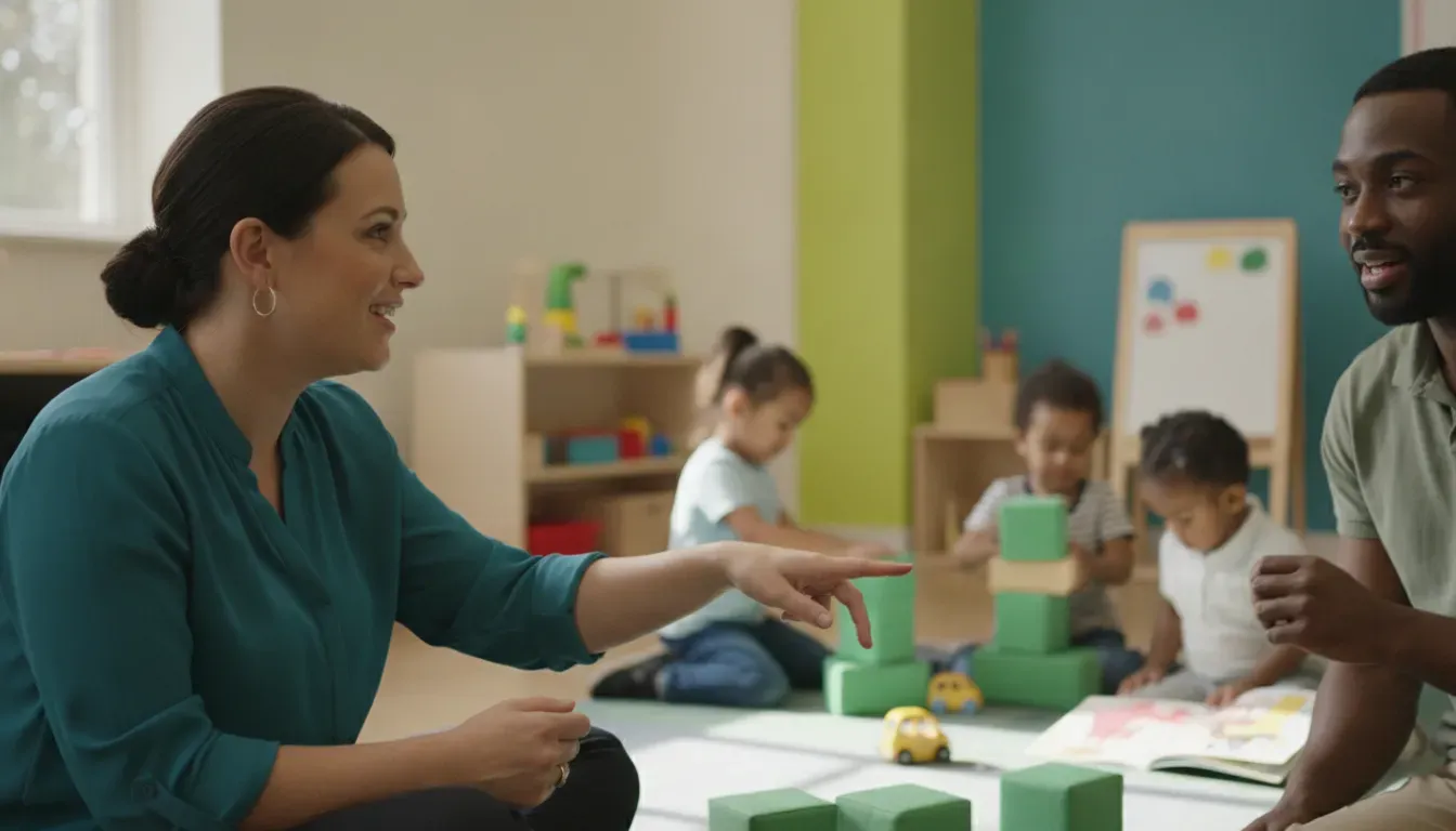 Early childhood educators collaborating in an Illinois preschool classroom