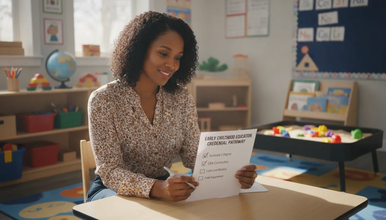 Early childhood educator comparing CDA and associate degree pathways
