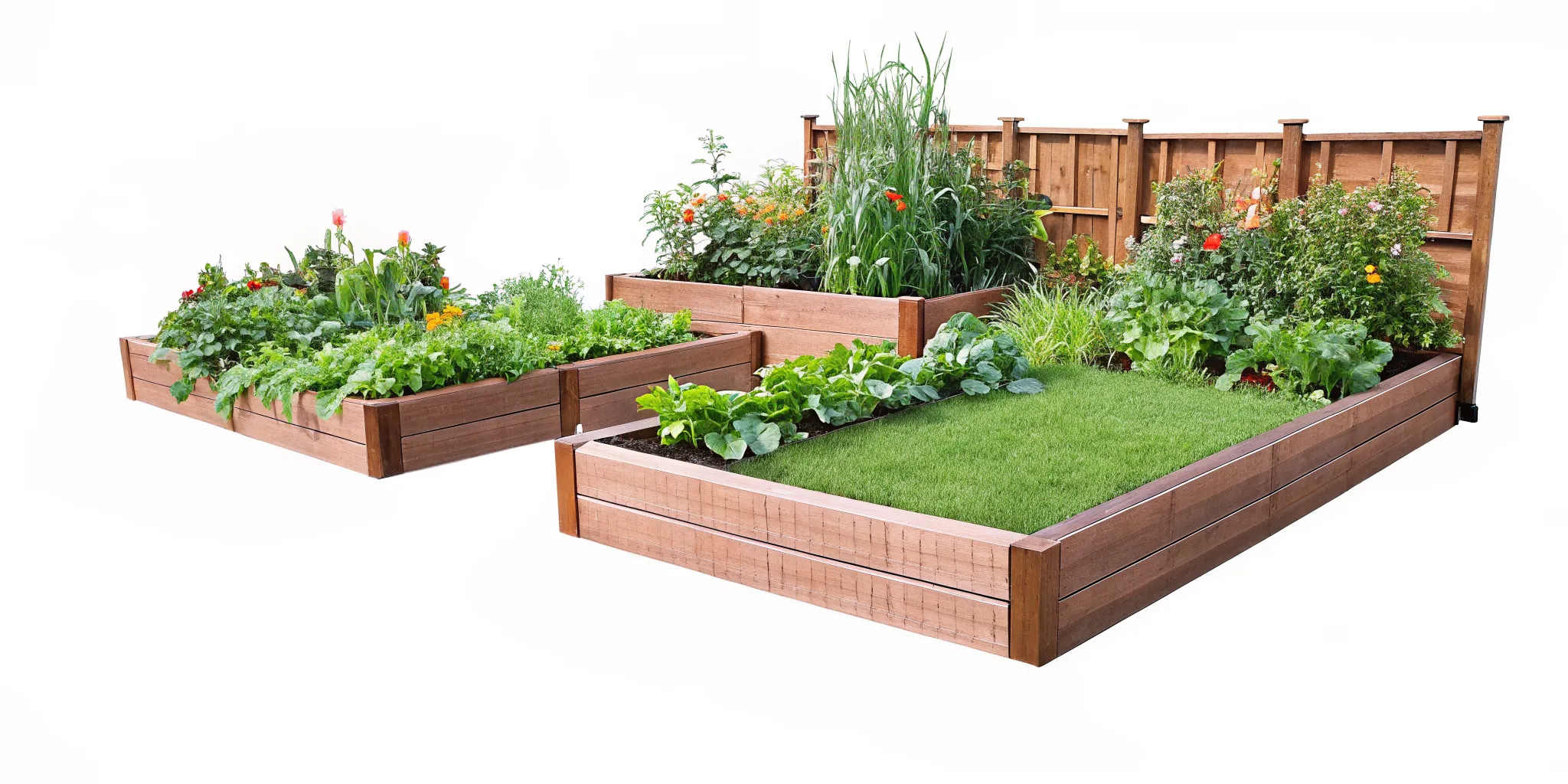 Raised garden bed ideas showing compact, long, and tiered modular layouts