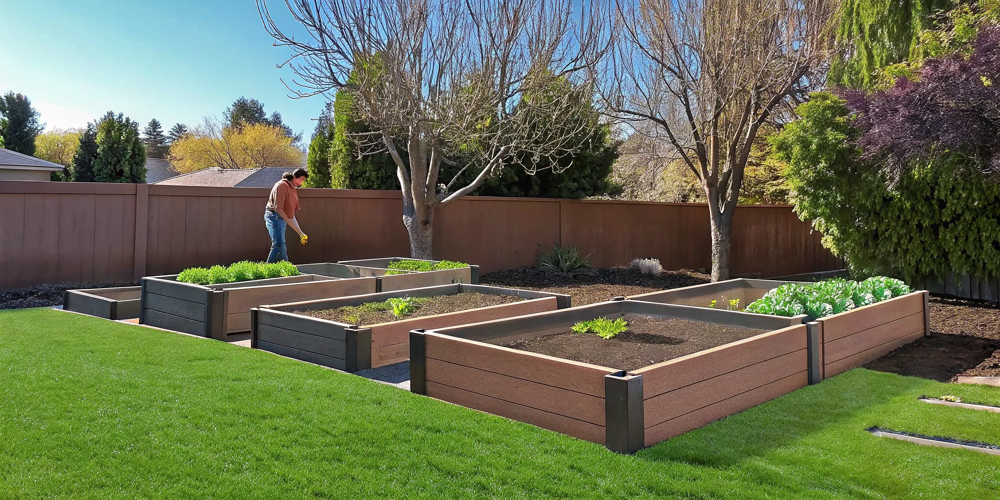 Beginner measuring a sunny site for a modular raised garden bed