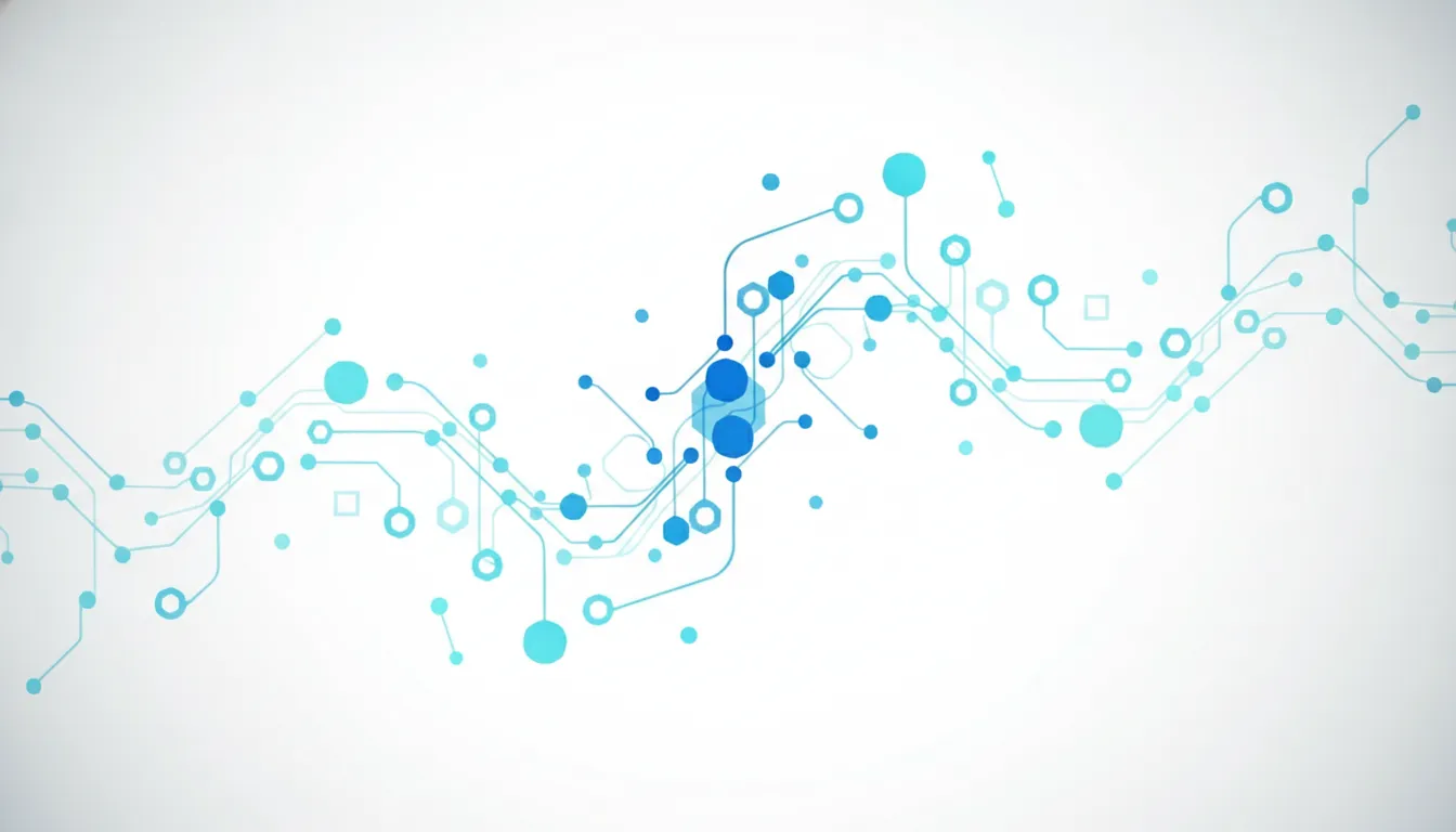 Abstract geometric illustration of connected nodes and branching paths representing the shift from linear copilot interactions to autonomous agent coordination