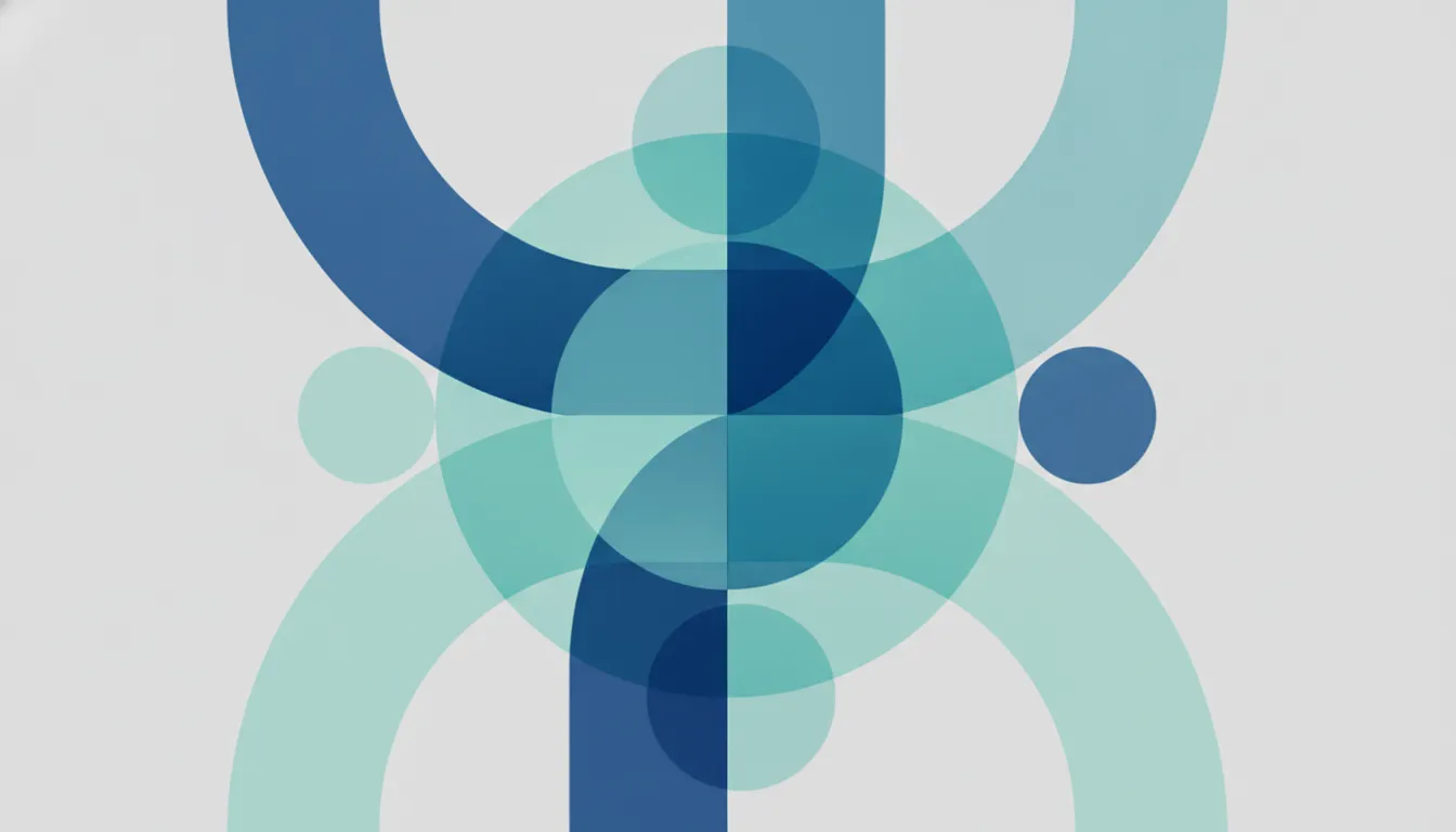 Abstract geometric flow pattern in blue and teal representing product development phases