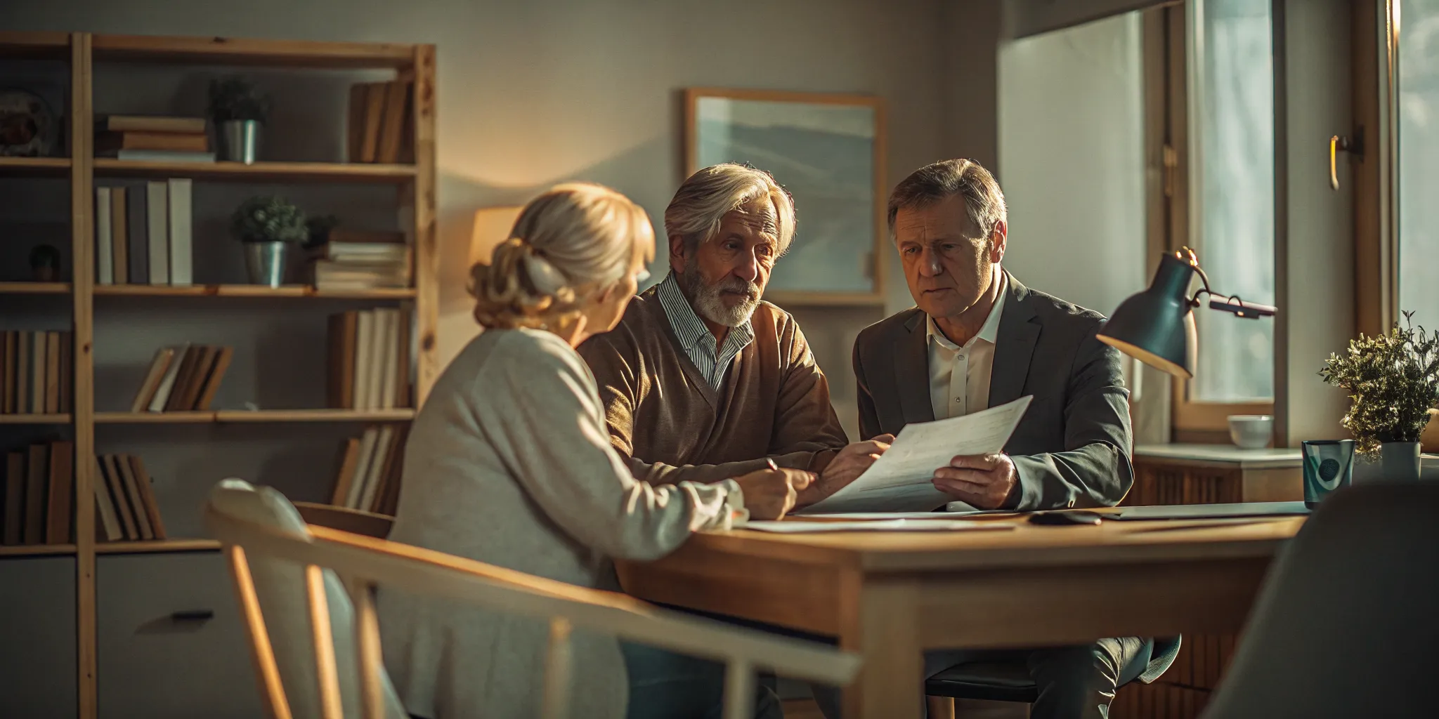 Senior couple reviewing Medicare enrollment forms with a financial advisor in Shepherdstown West Virginia