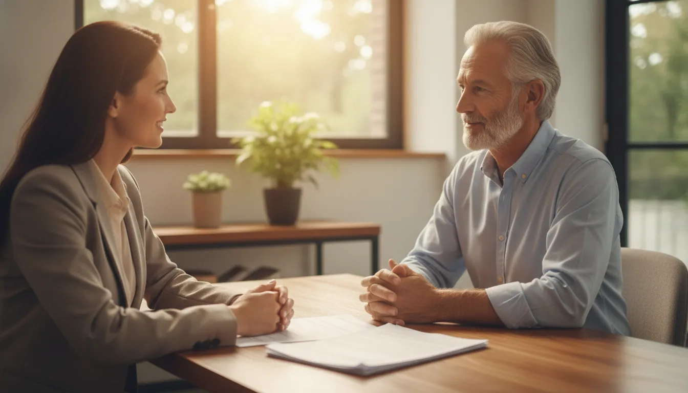 Federal retiree reviewing TSP withdrawal tax calculator inputs with an advisor