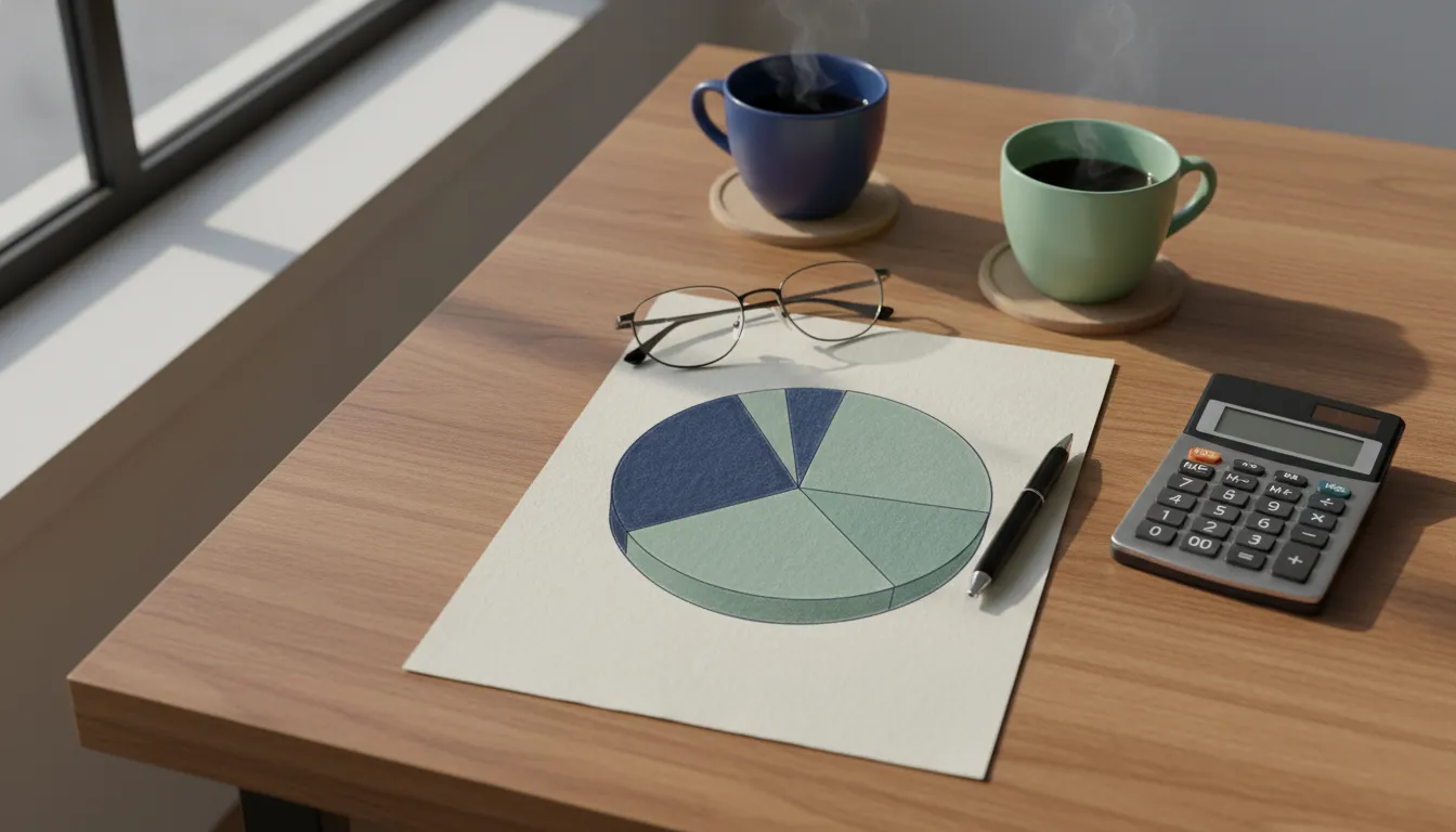 Portfolio rebalancing worksheet with allocation chart and calculator for a retirement review