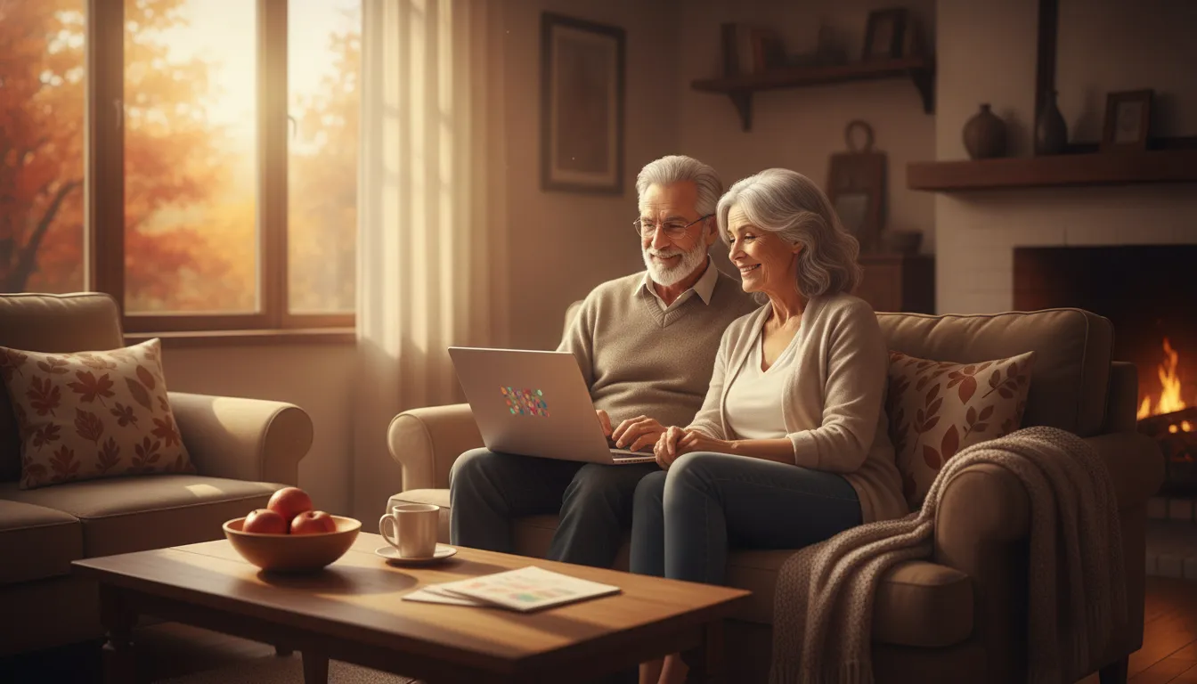 Retired couple reviewing their retirement income and tax plan at home