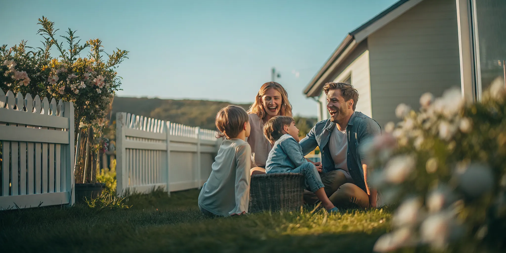 Young family spending time outdoors in a backyard, representing family legacy and future planning
