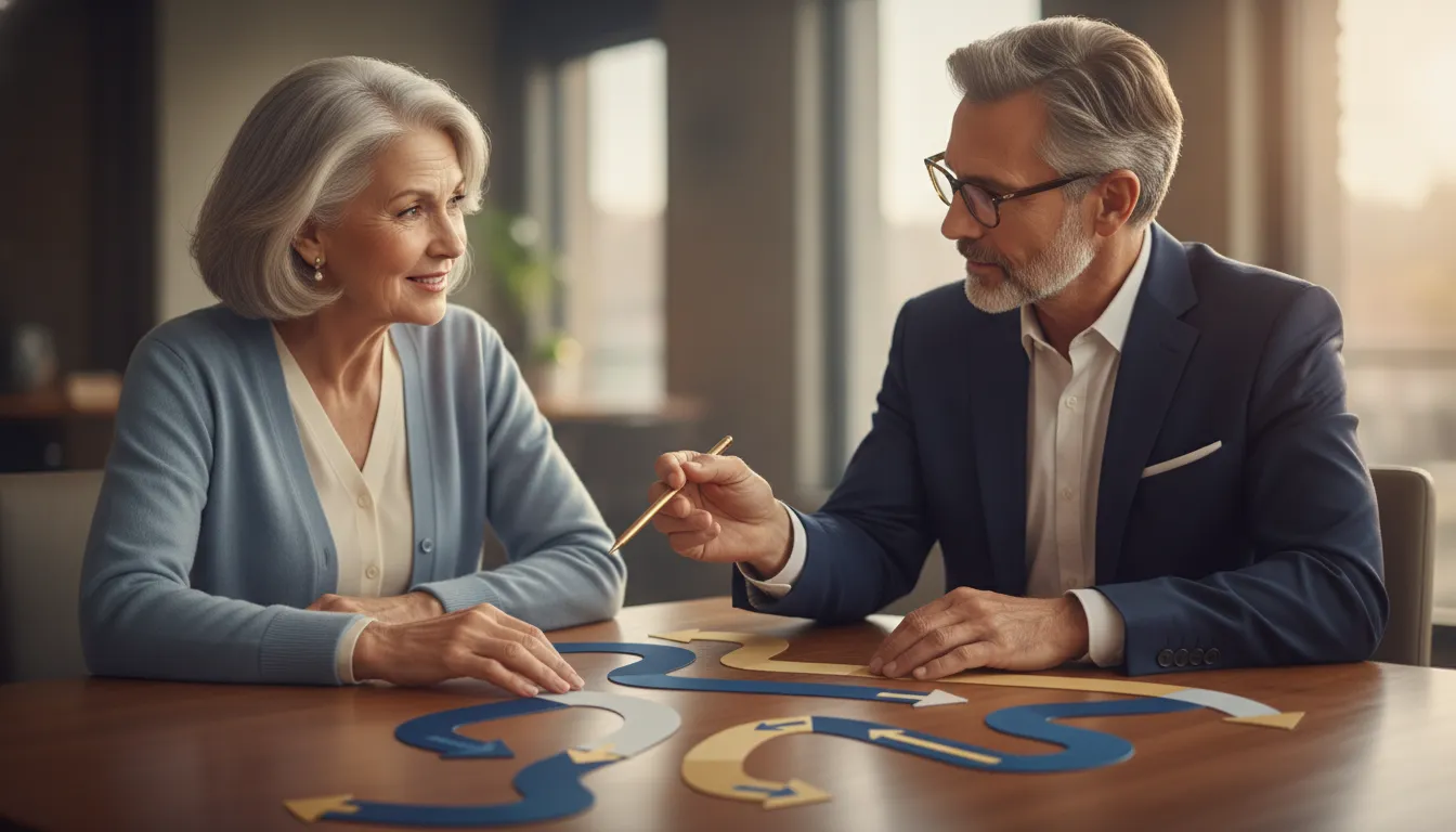 Financial advisor explaining TSP withdrawal elections to a federal retiree