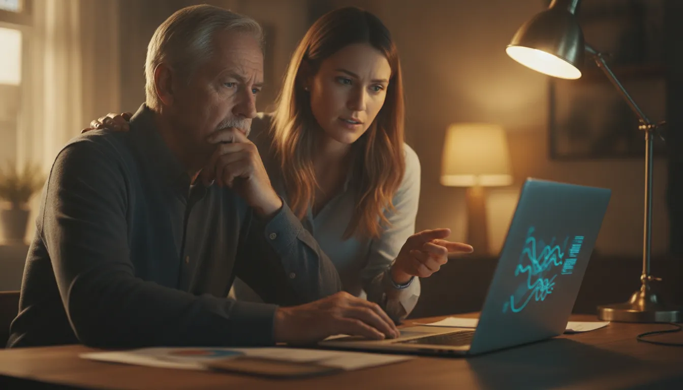 Family member using a laptop to search for jail inmate information