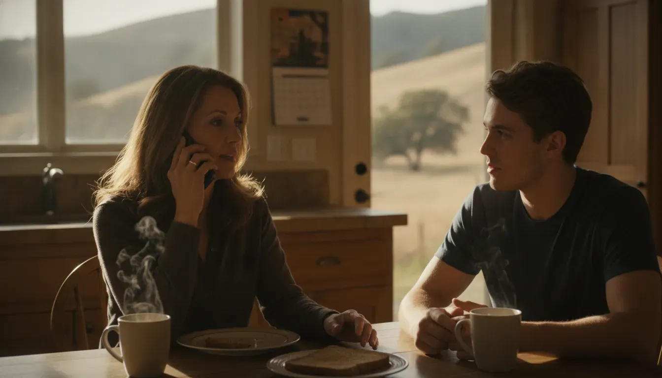 Family member discussing California bail release steps by phone