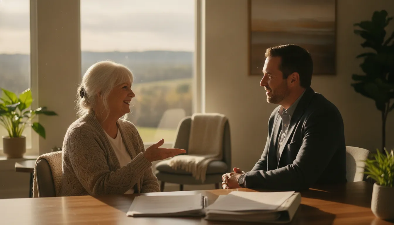 Medicare advisor discussing provider access with a Decatur senior