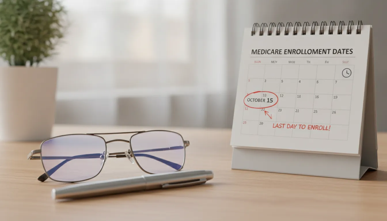 Medicare Special Enrollment Period: A calendar showing a circled enrollment deadline on a desk