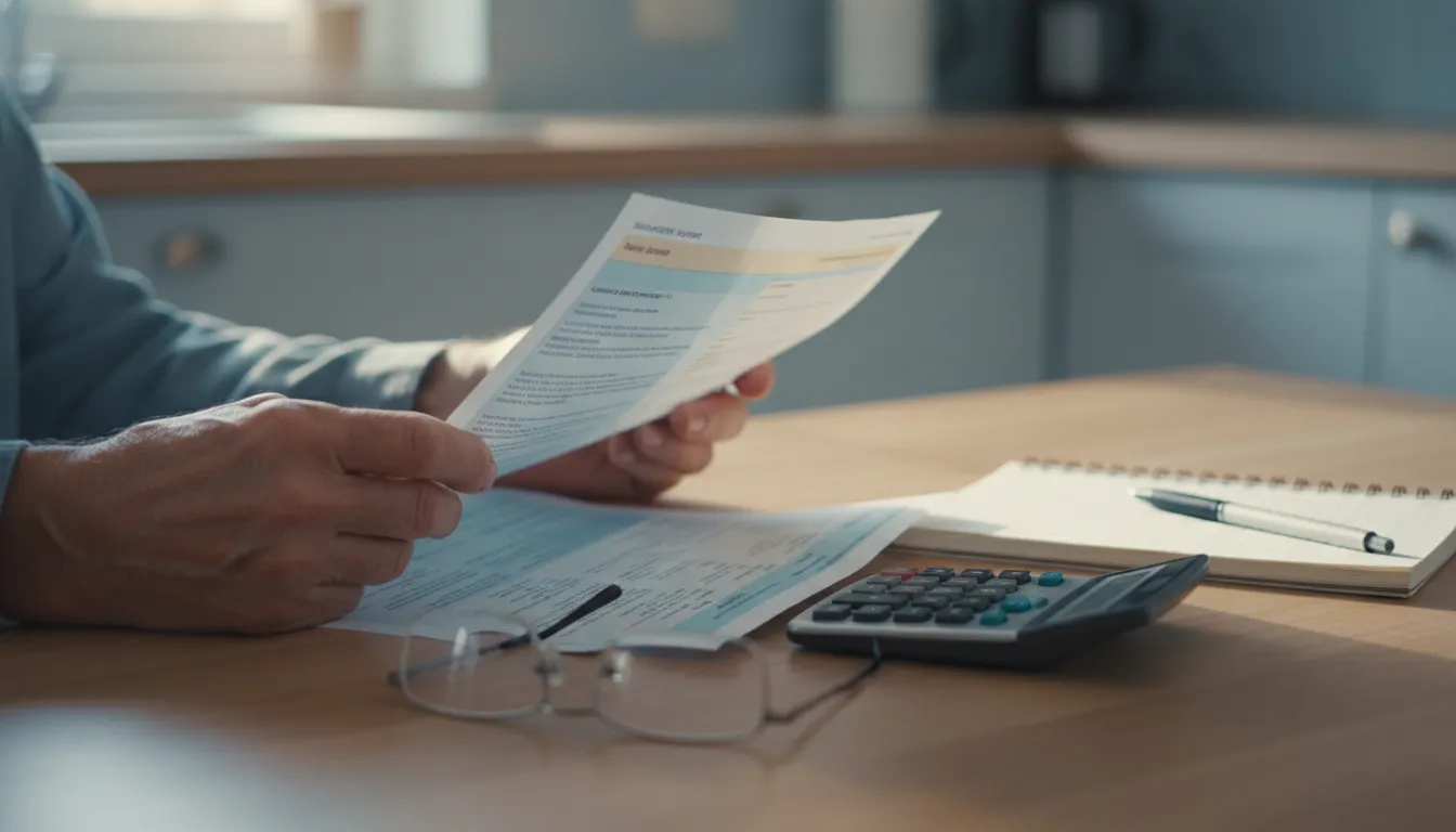 Medigap rate increase notice next to a calculator and budget notebook