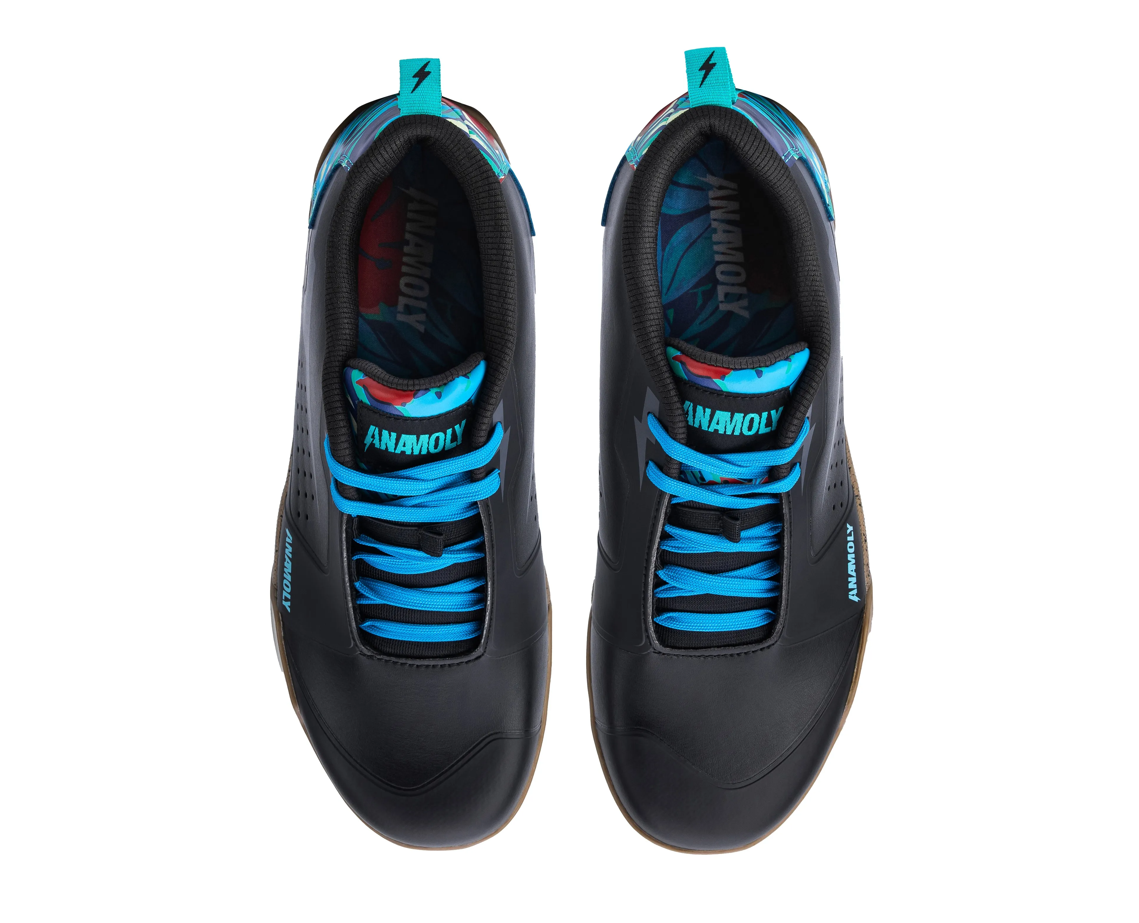 Anamoly Labs Pin-Lock Aloha MTB shoe top-down view showing the anatomical wide toe box shape