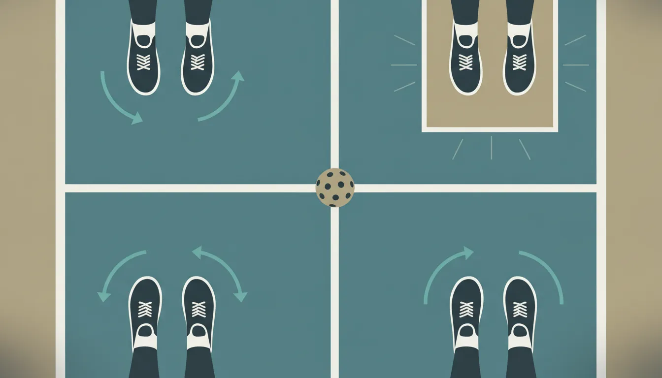 Pickleball safety infographic showing warm-up, court awareness, traction, and recovery habits