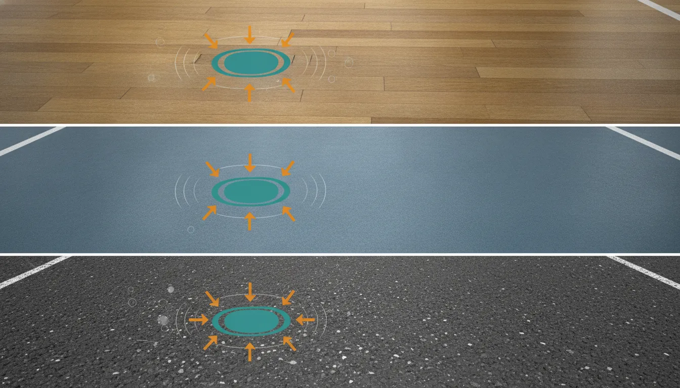 What type of shoe is best for pickleball: court-surface traction infographic showing contact, pivot release, dust, and wear