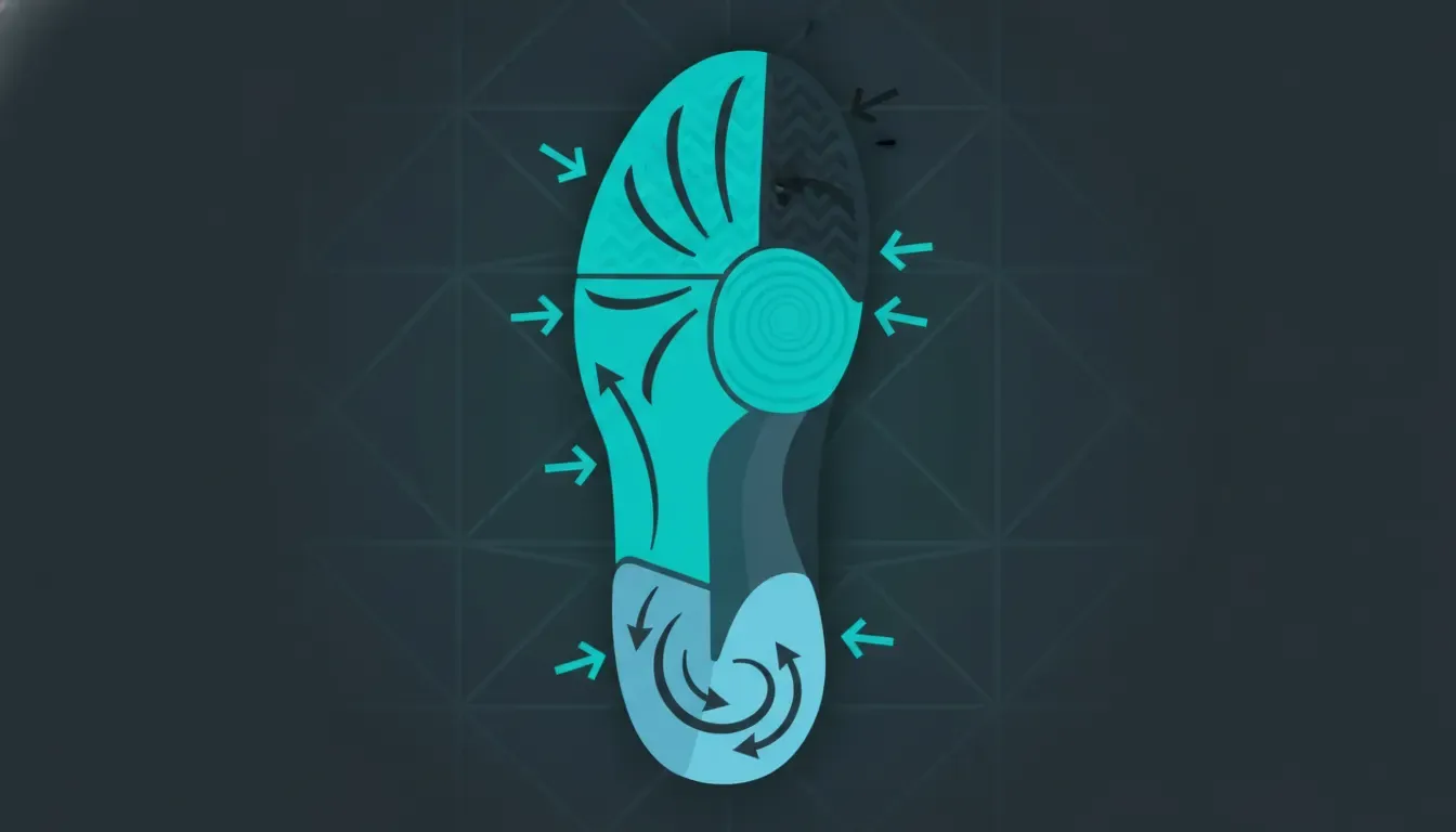 Outdoor pickleball shoe outsole wear map showing forefoot, outer edge, heel, and toe-drag loading zones