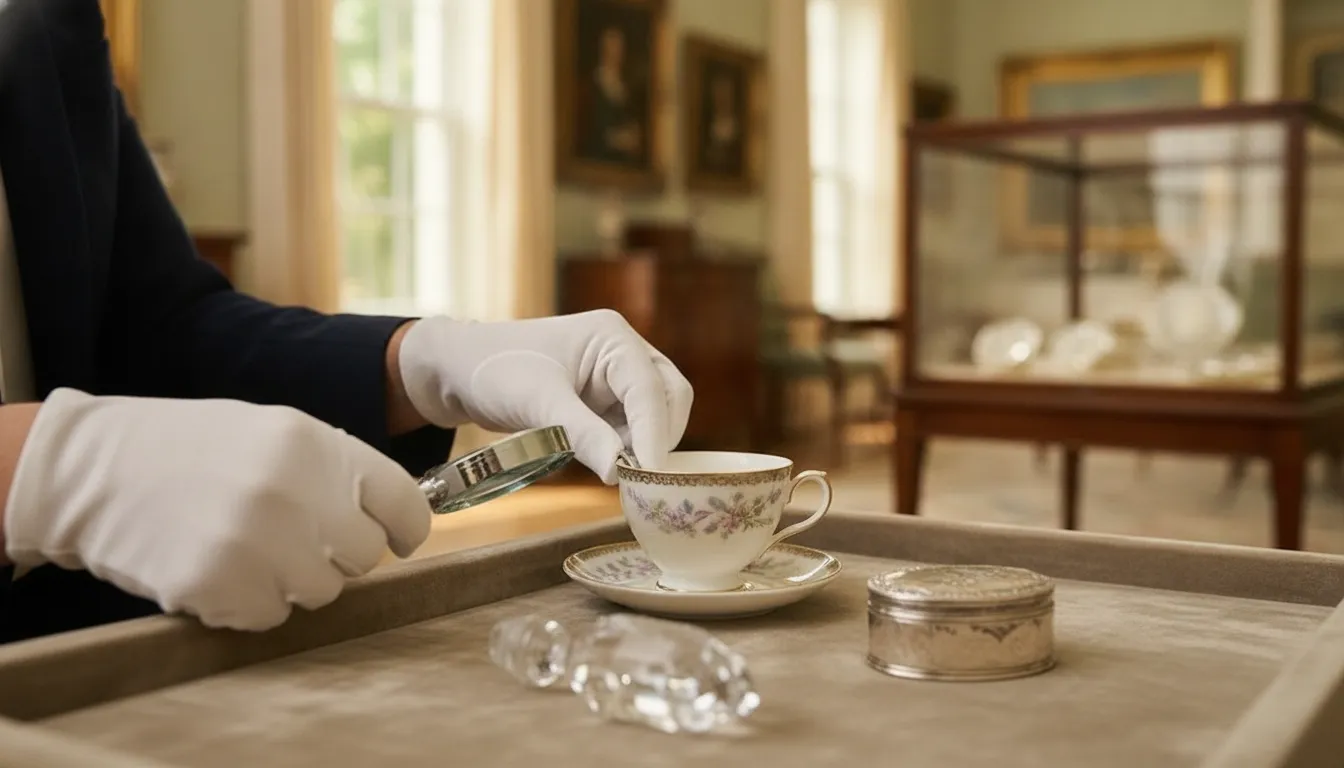 Antique porcelain and crystal documented for a who buys antiques near me evaluation