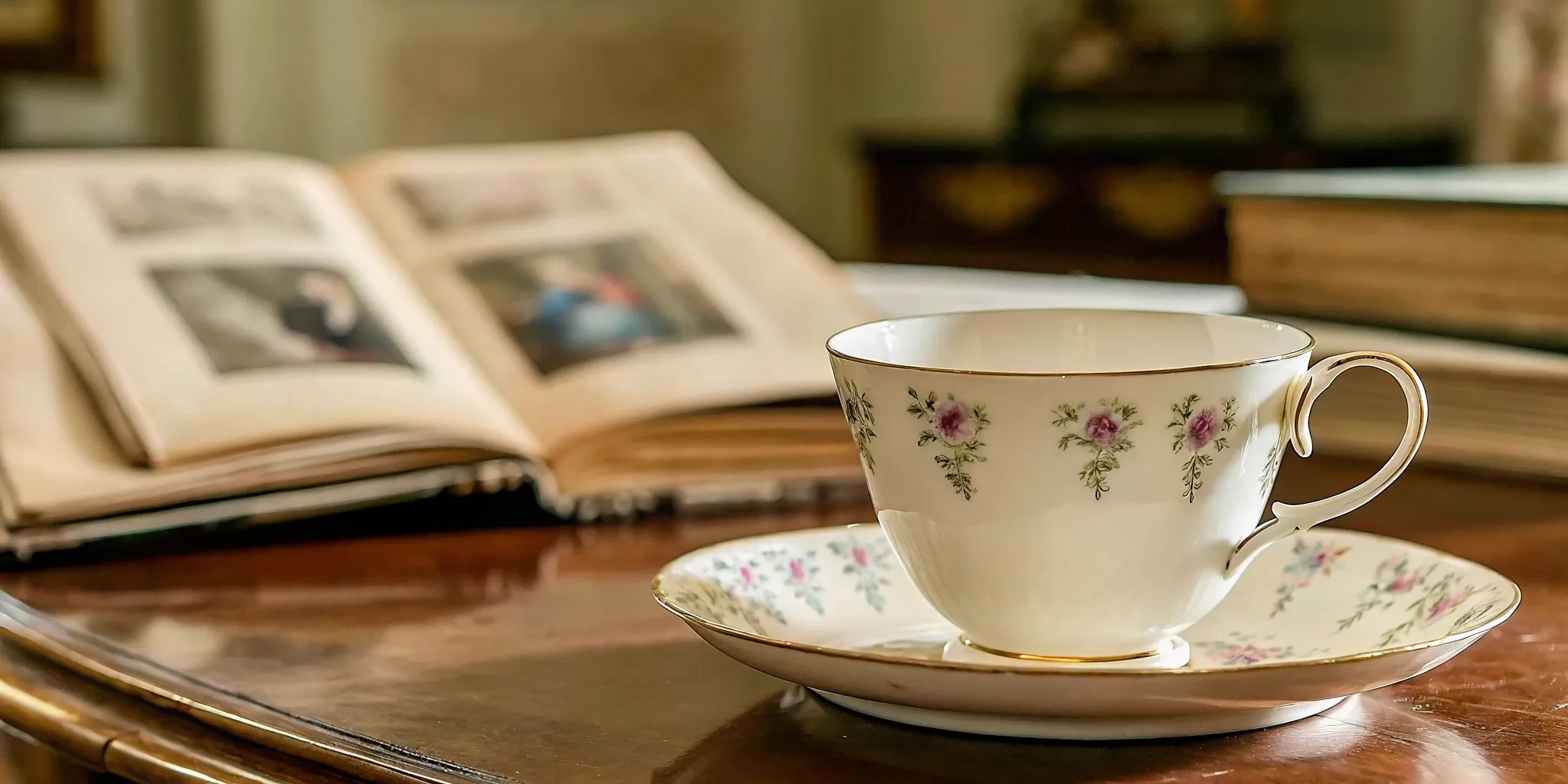 Royal Worcester porcelain teacup and saucer with floral decoration
