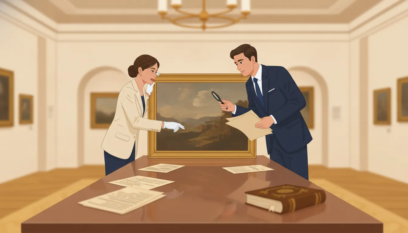 Owner and appraiser reviewing artwork documentation