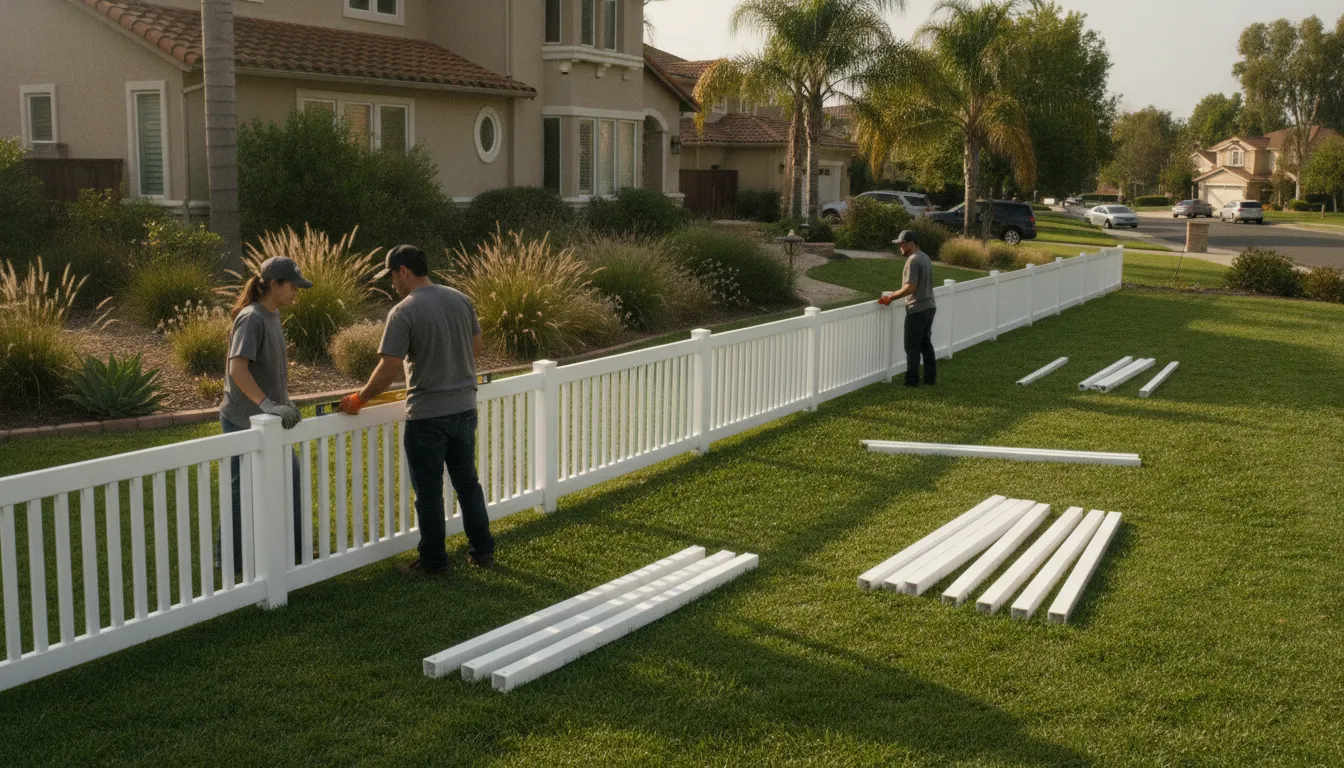 3 Ft Vinyl Fence Panels: Anaheim Buying Guide 1 Professional installing a low vinyl fence in an Orange County yard