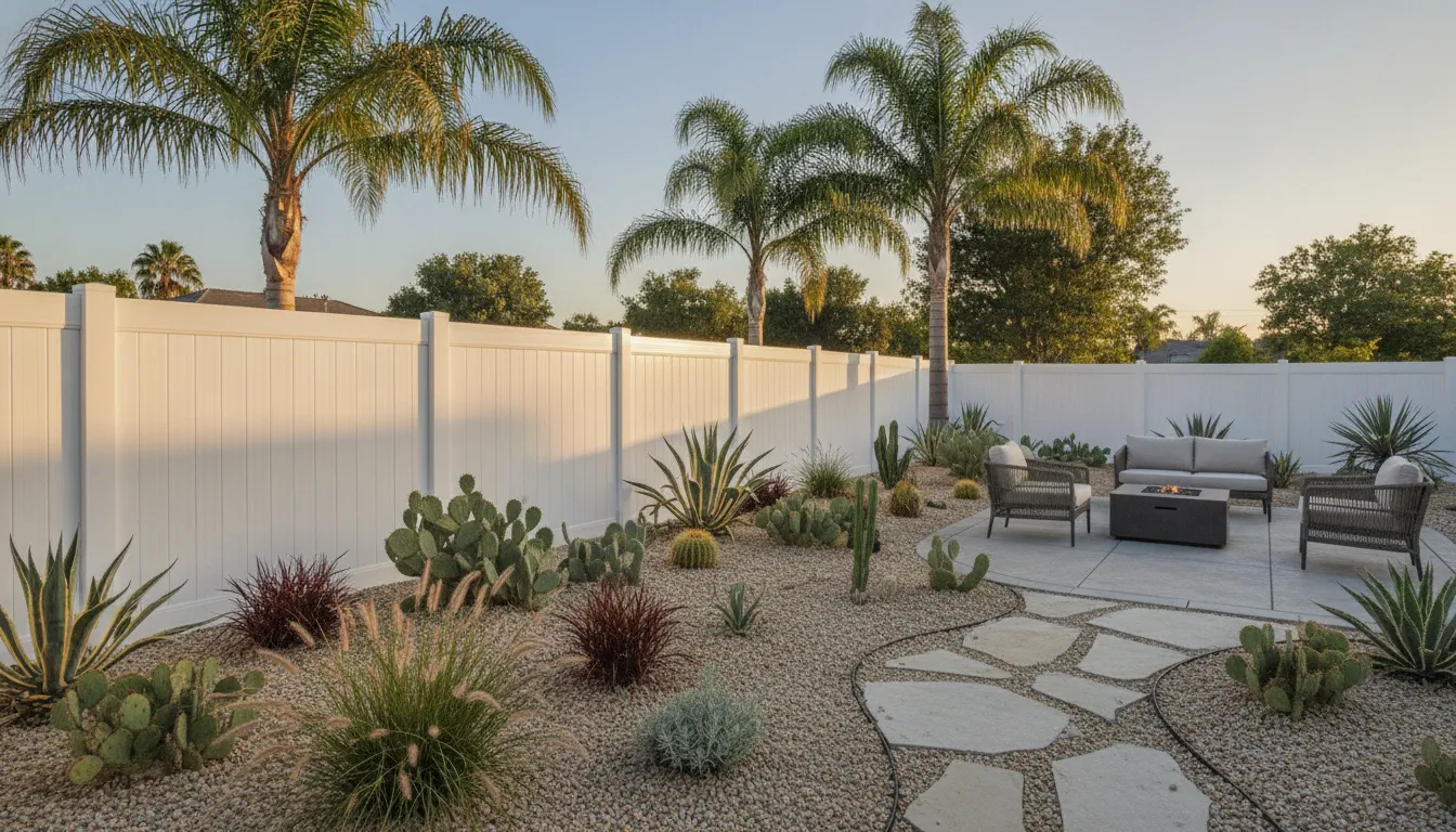 ag vinyl fencing: Local Design and Install Guide 1 Vinyl fence style and color choices beside a Southern California yard