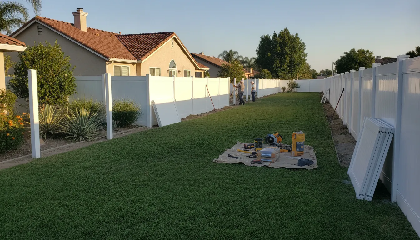 Vinyl Fence Installation Cost in California: 2026 Guide 1 Vinyl fence installation cost factors for a Southern California backyard project