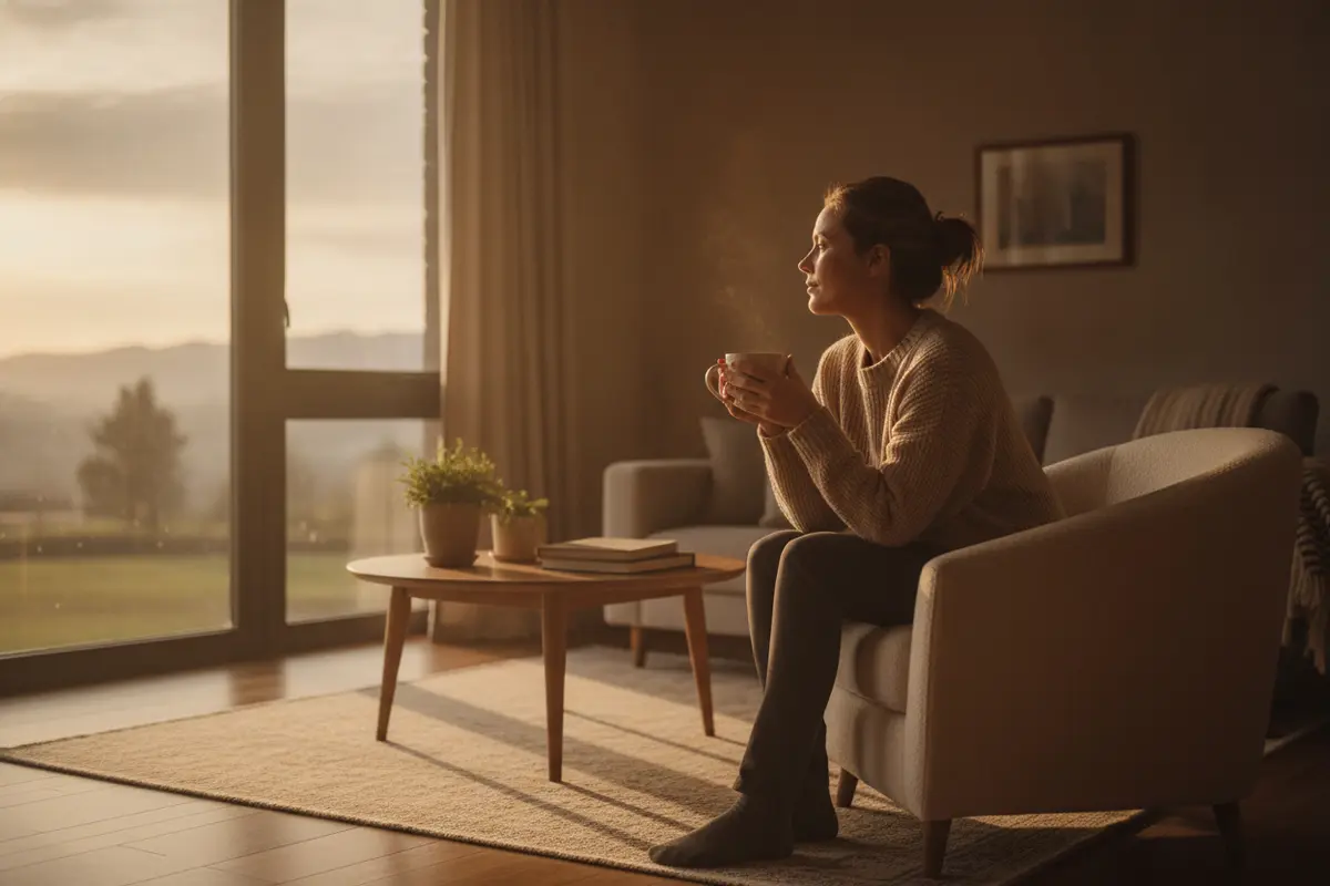 An adult taking a quiet moment at home while managing a difficult day