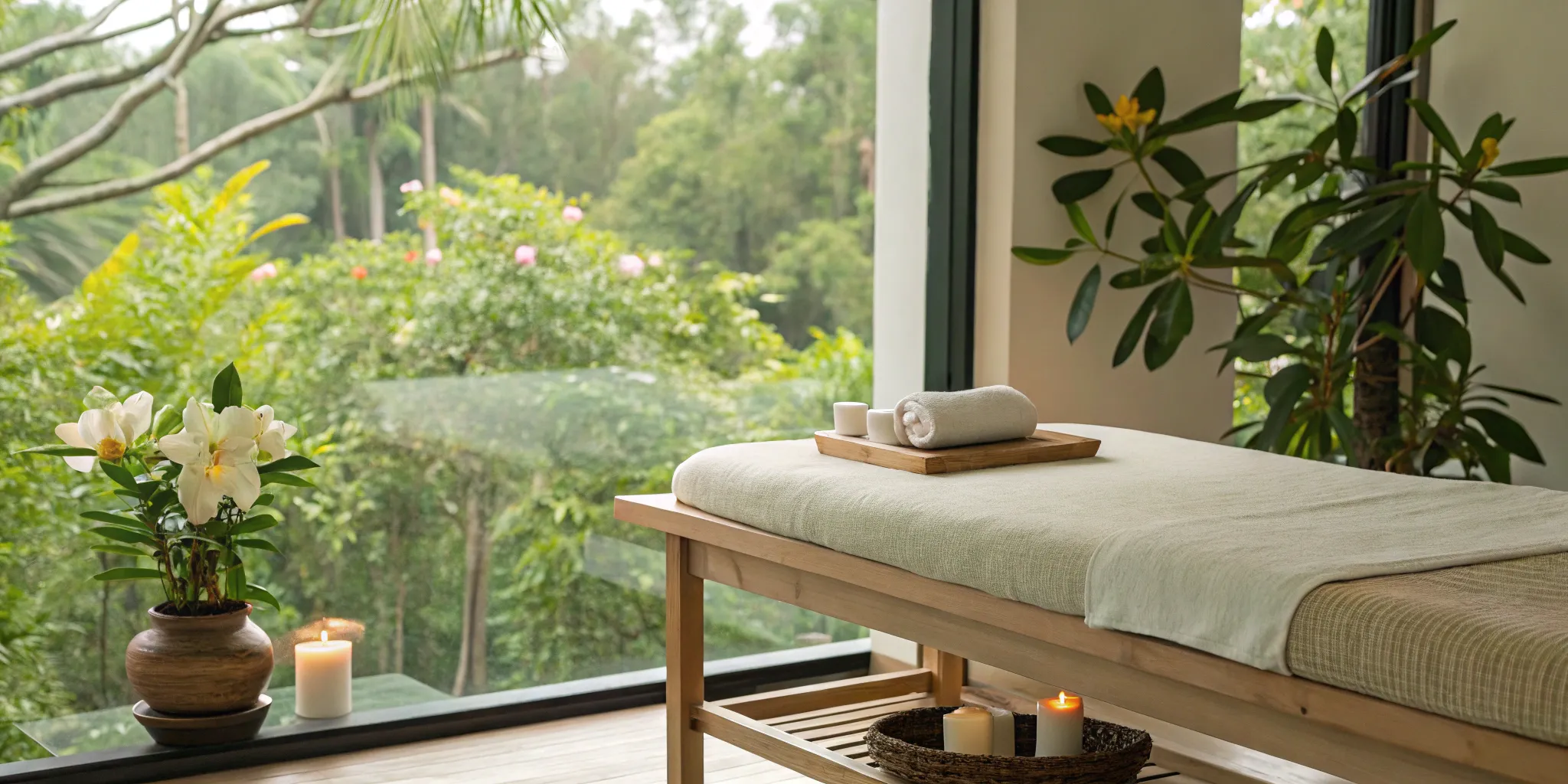 A chiropractic treatment table in a calm room for a patient with fibromyalgia.
