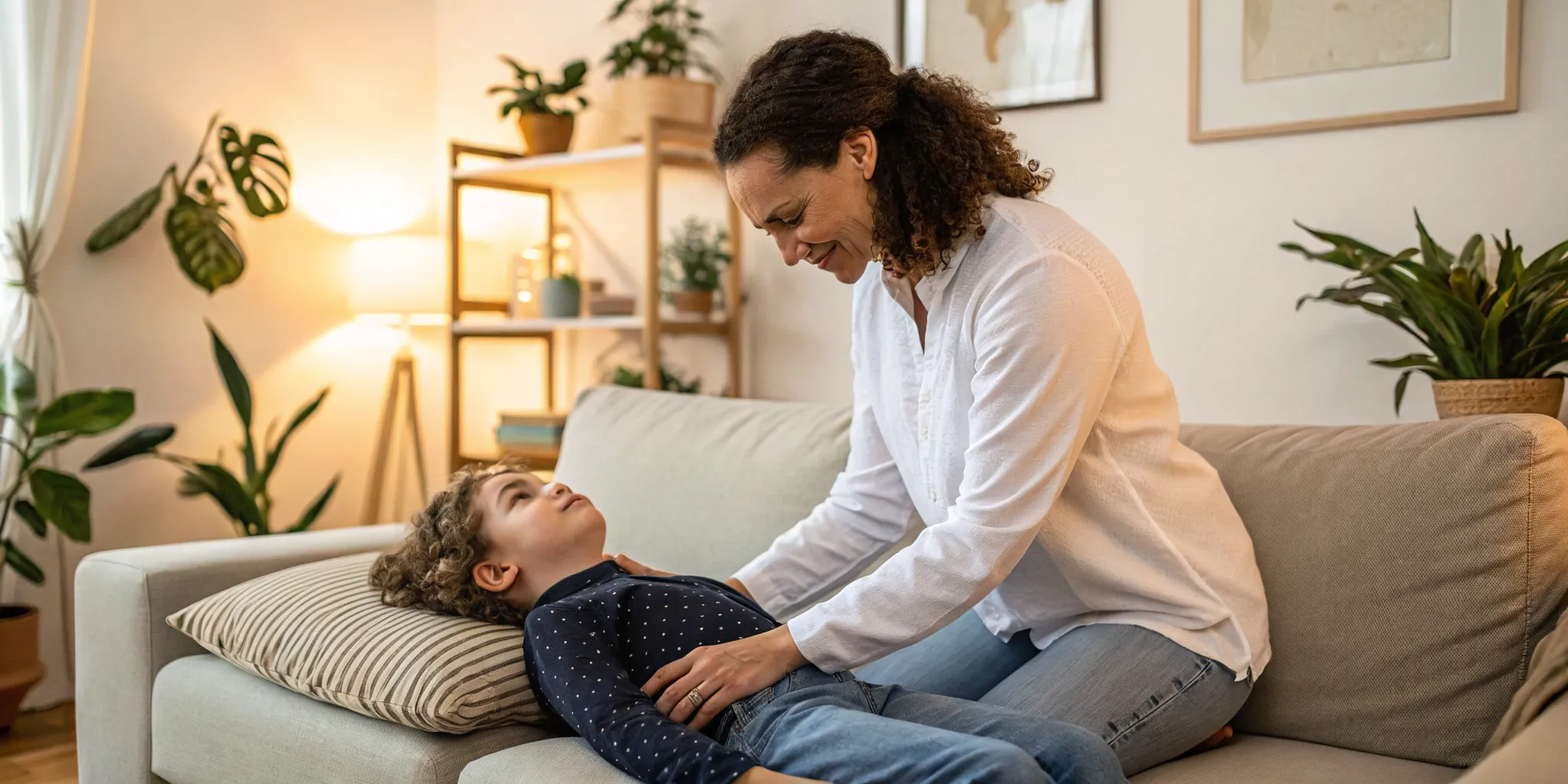 Mother comforting her anxious child, a scenario where a chiropractor for child anxiety helps.
