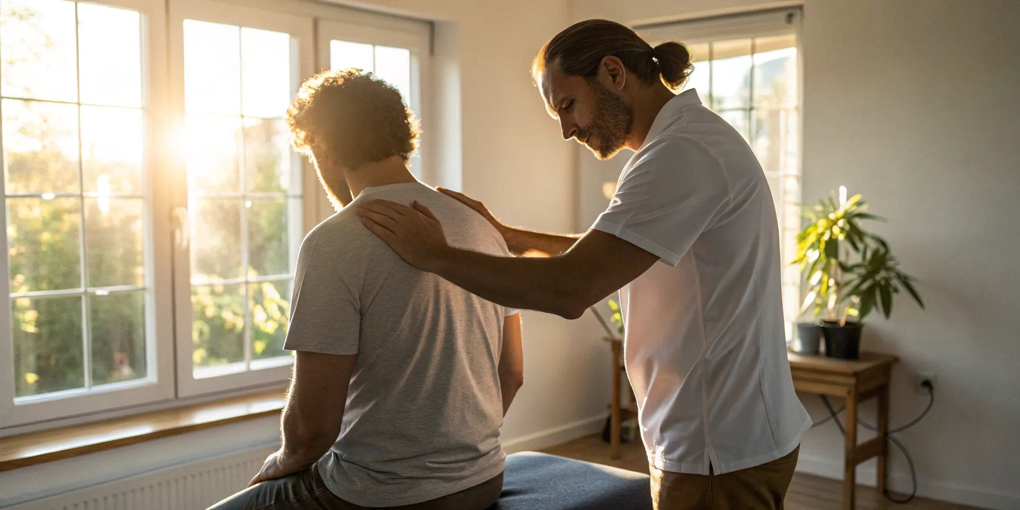 The efficacy of a chiropractic adjustment is examined as a chiropractor adjusts a patient's spine for pain relief.