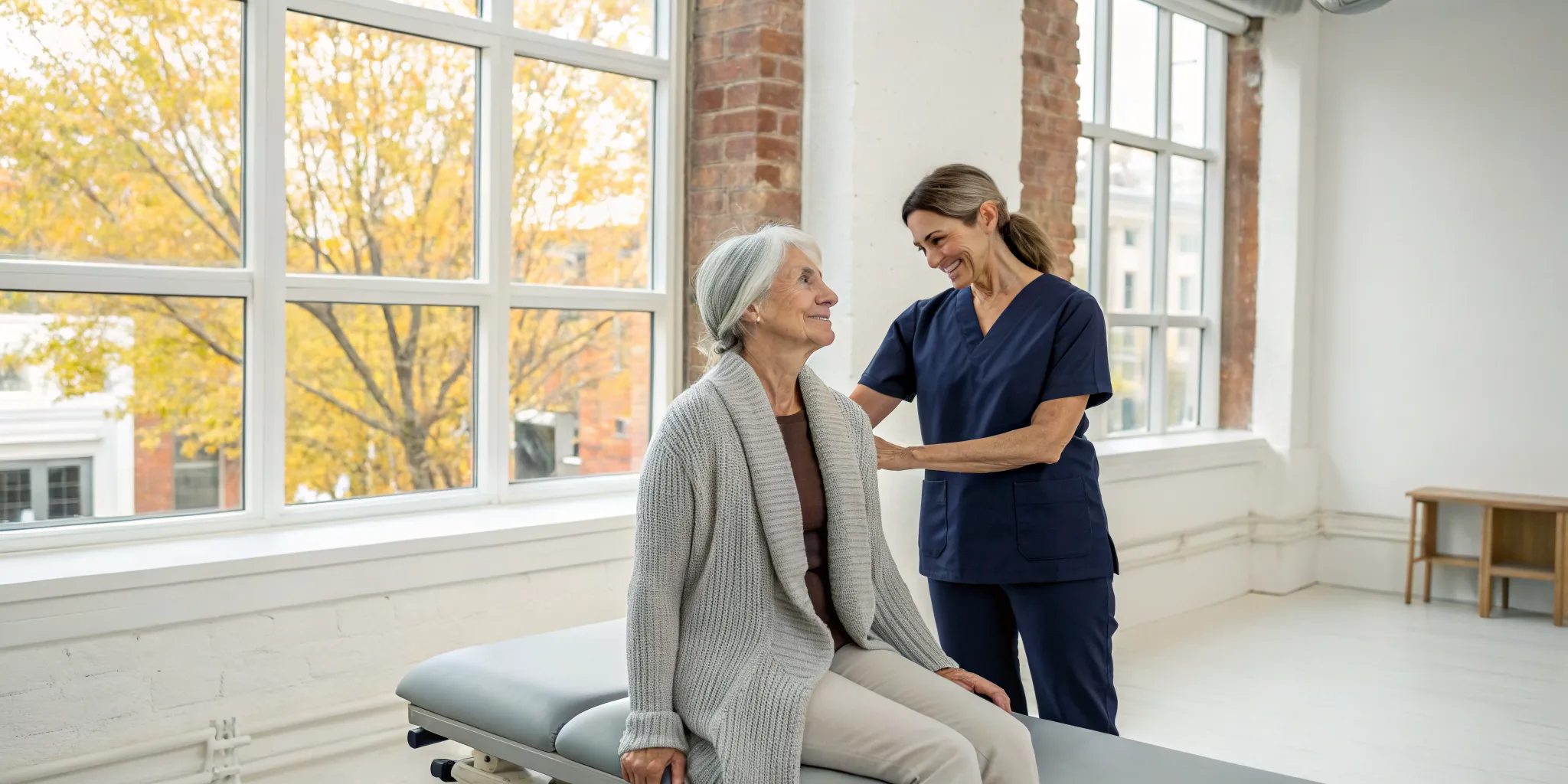A chiropractor in Ann Arbor provides gentle osteoporosis care for a senior patient.