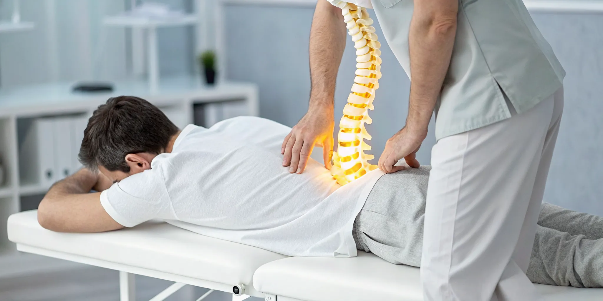 Chiropractor performing a spinal adjustment for sciatic nerve pain relief.