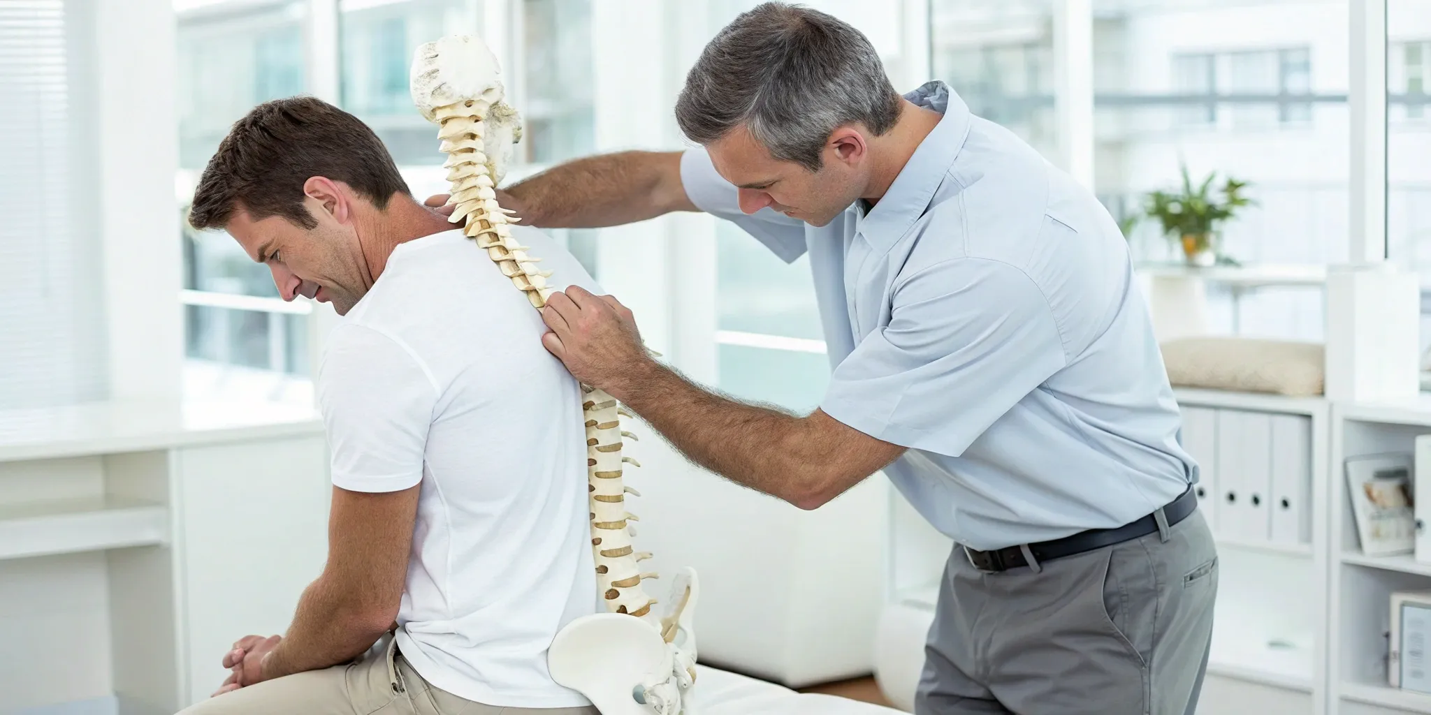 A chiropractor determines how many treatments are needed for a patient's sciatica.