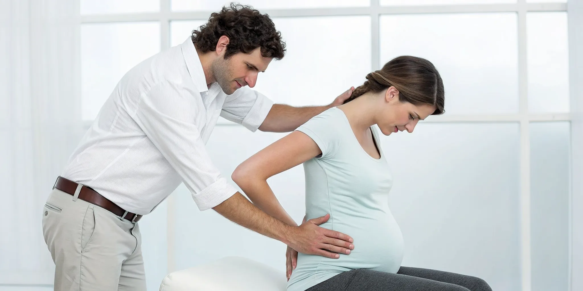 A pregnant woman's regular visit to the chiropractor for prenatal care.