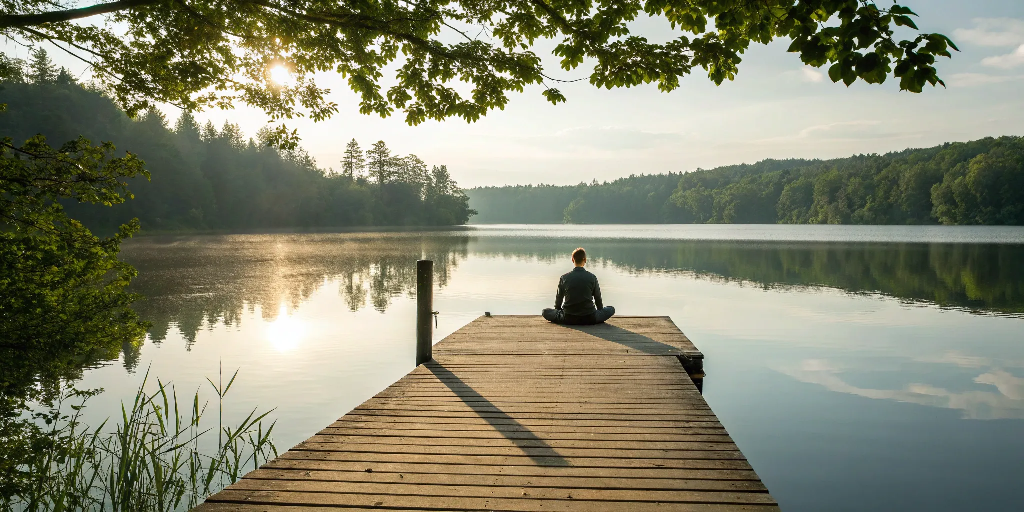 Person on a dock finding wellness through chiropractic care in Whitmore Lake.