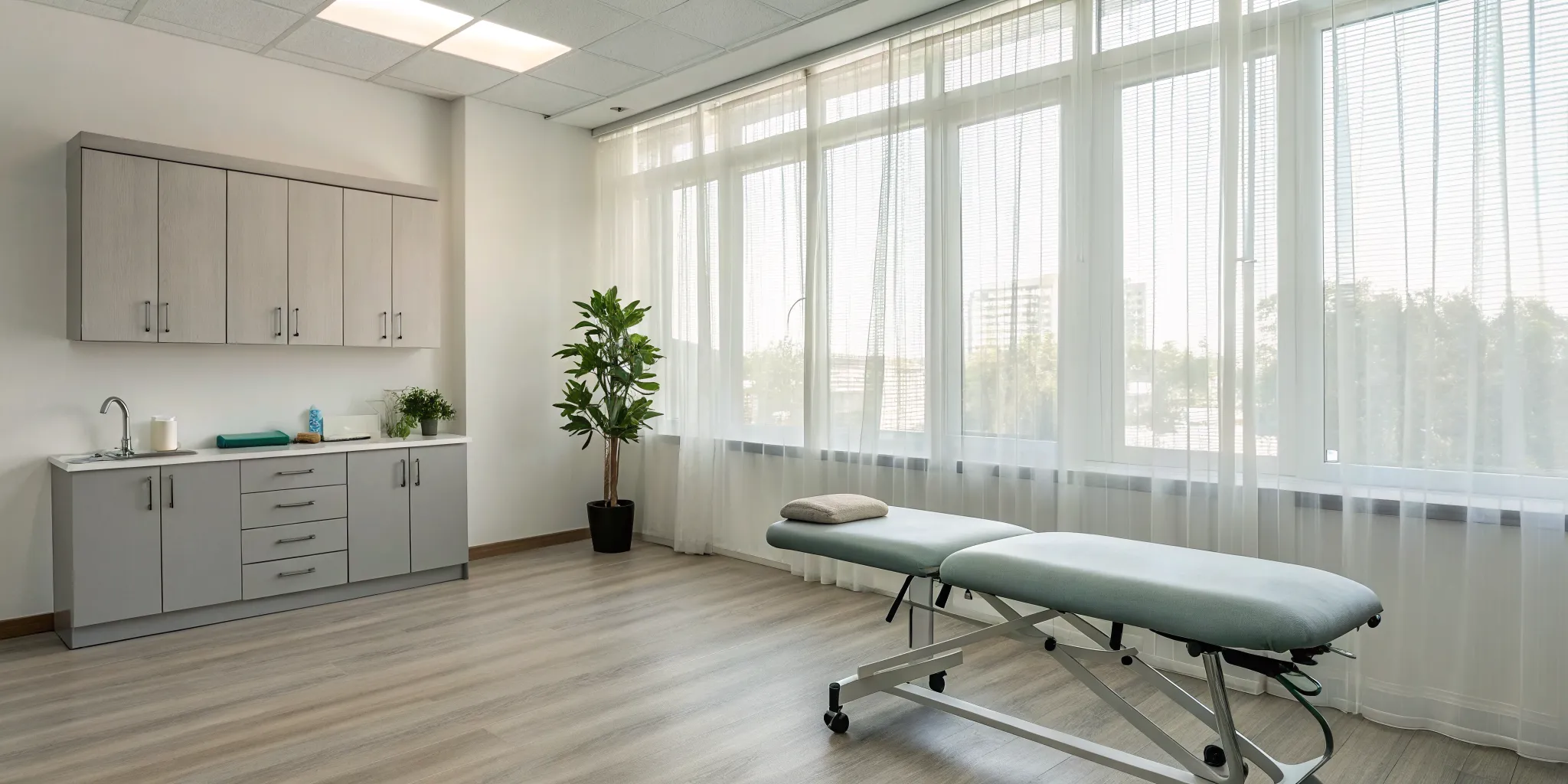 Pregnant woman lying on her stomach on a special chiropractic table for a safe adjustment.
