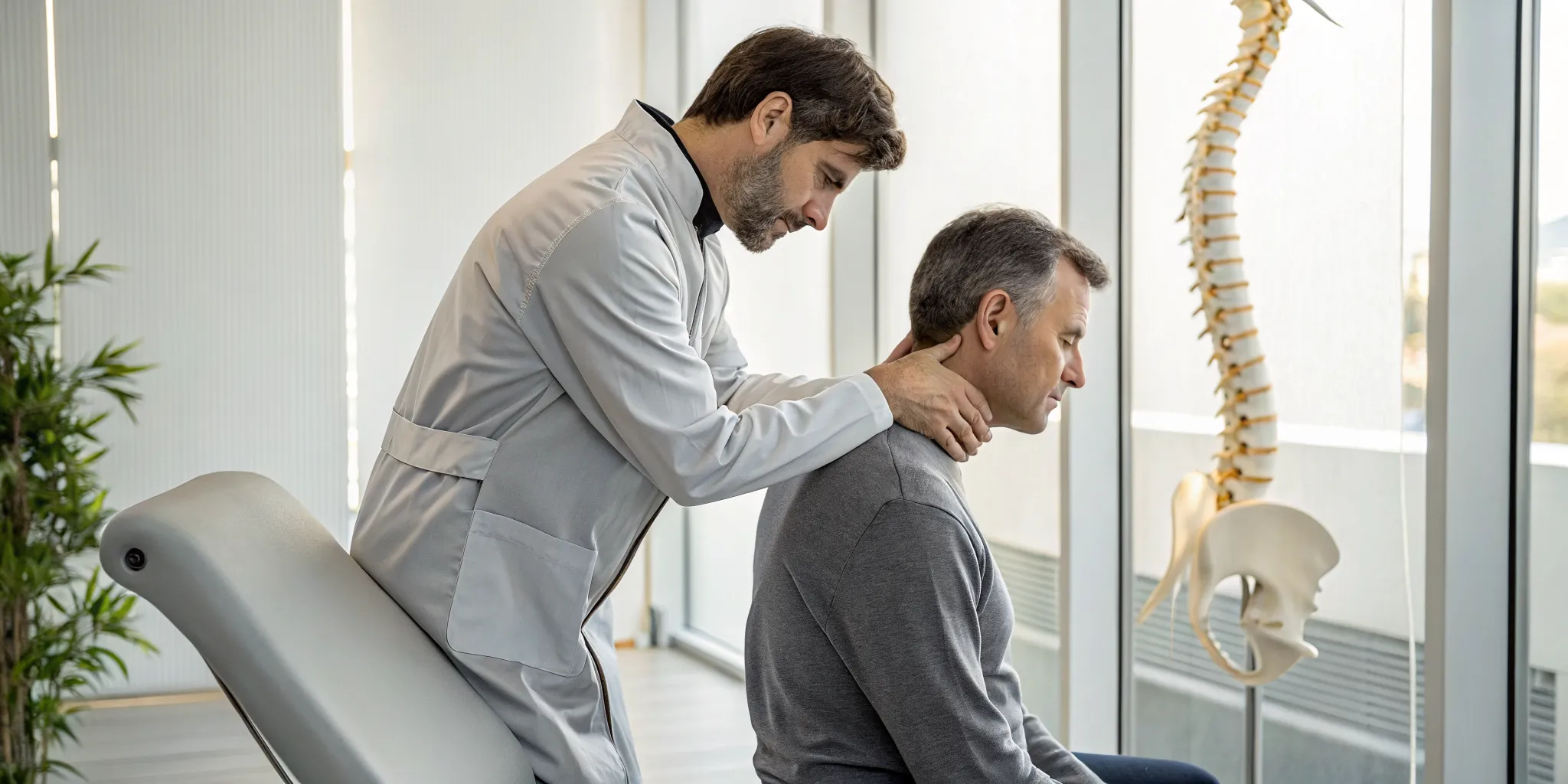 Chiropractor performing an upper cervical chiropractic adjustment on a patient for migraines.