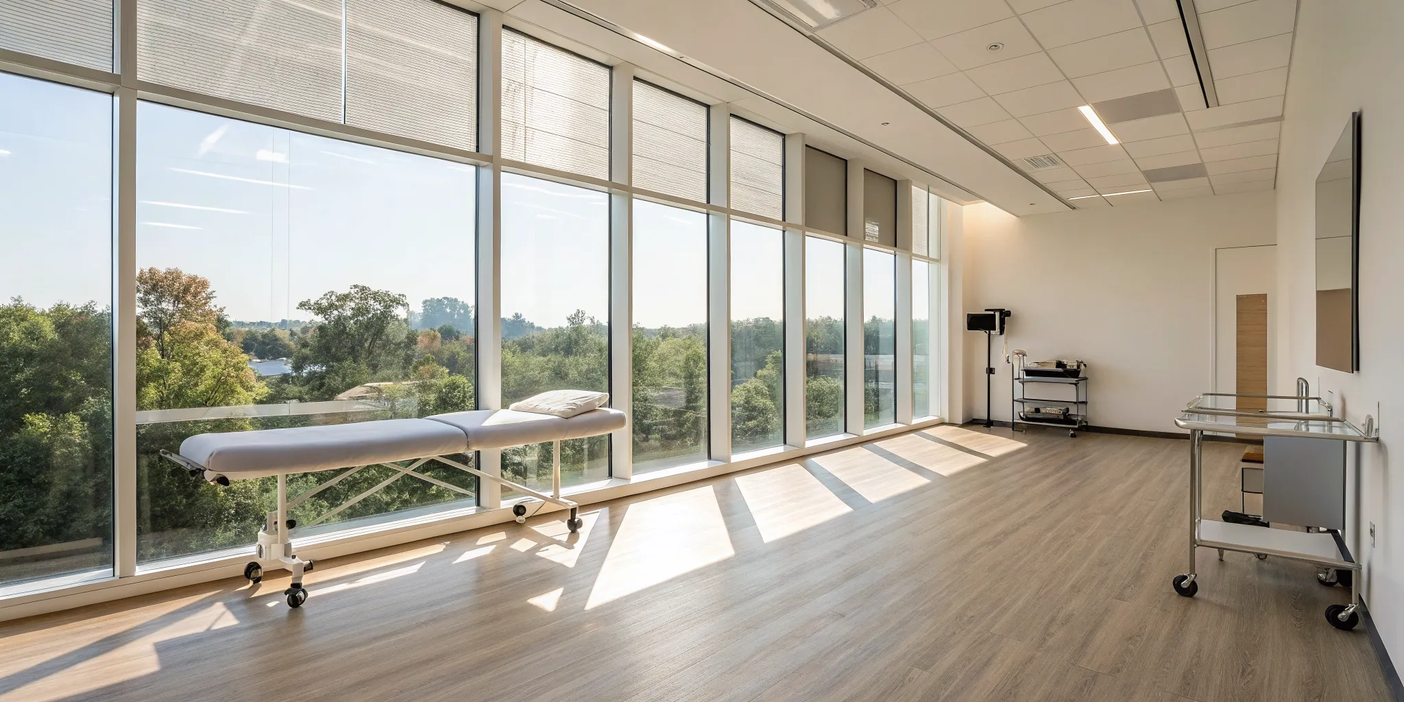 A clinic room for successful SoftWave therapy, a non-invasive treatment for knee pain.