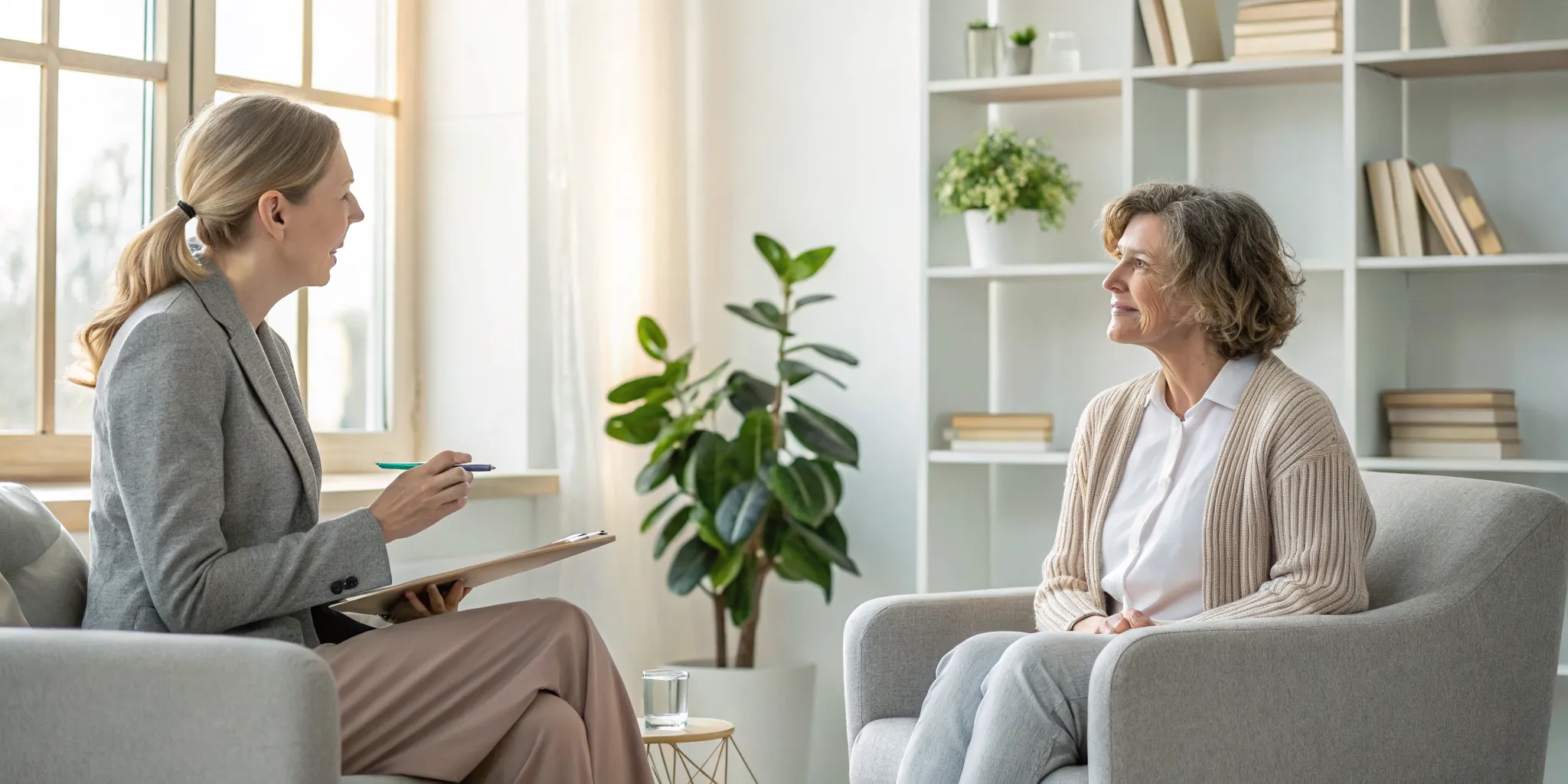 A doctor and patient discuss The Lazar Method as a fibromyalgia treatment during a consultation.