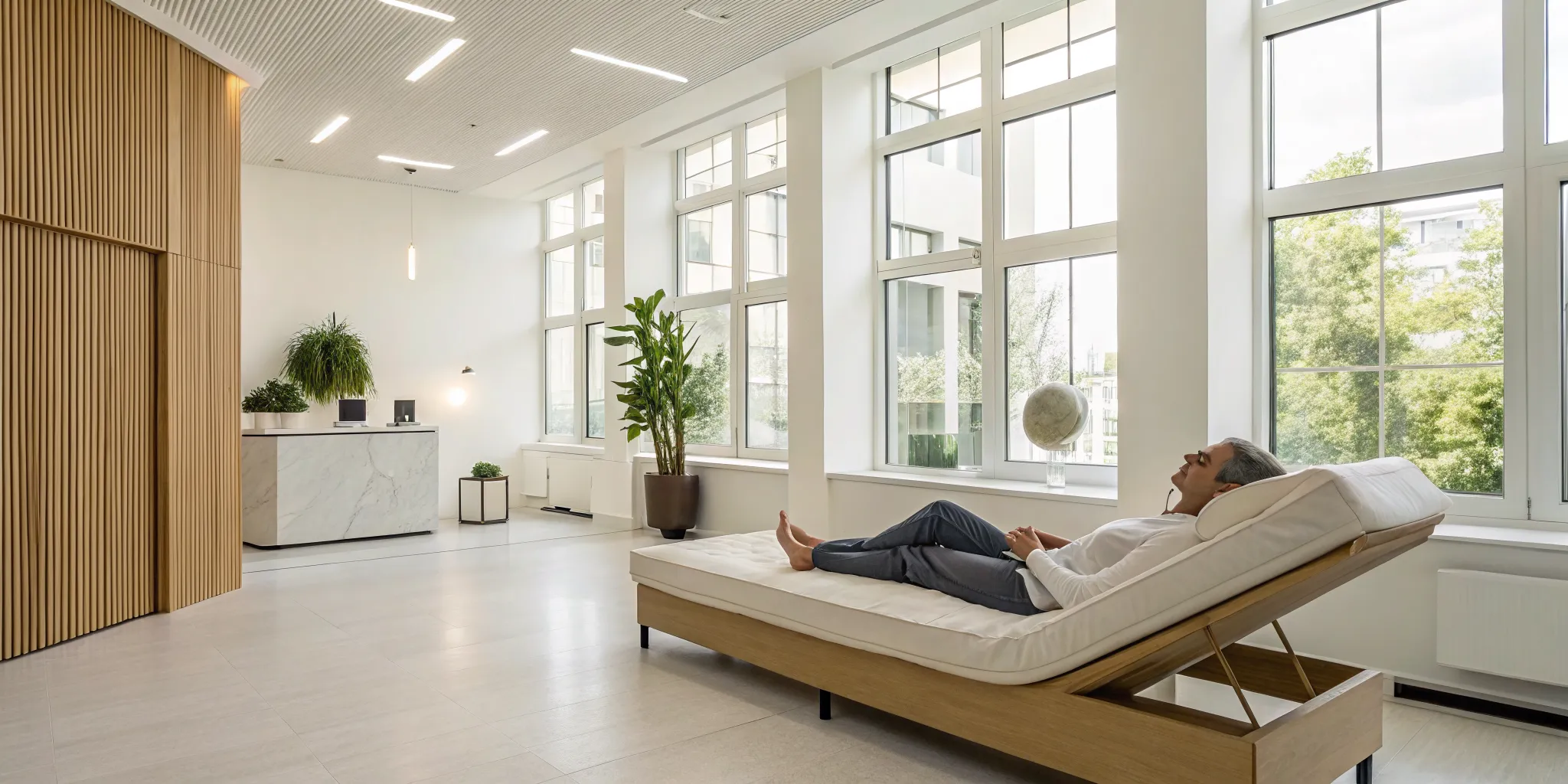 Man receiving BEMER therapy on a mat to improve his body's circulation.