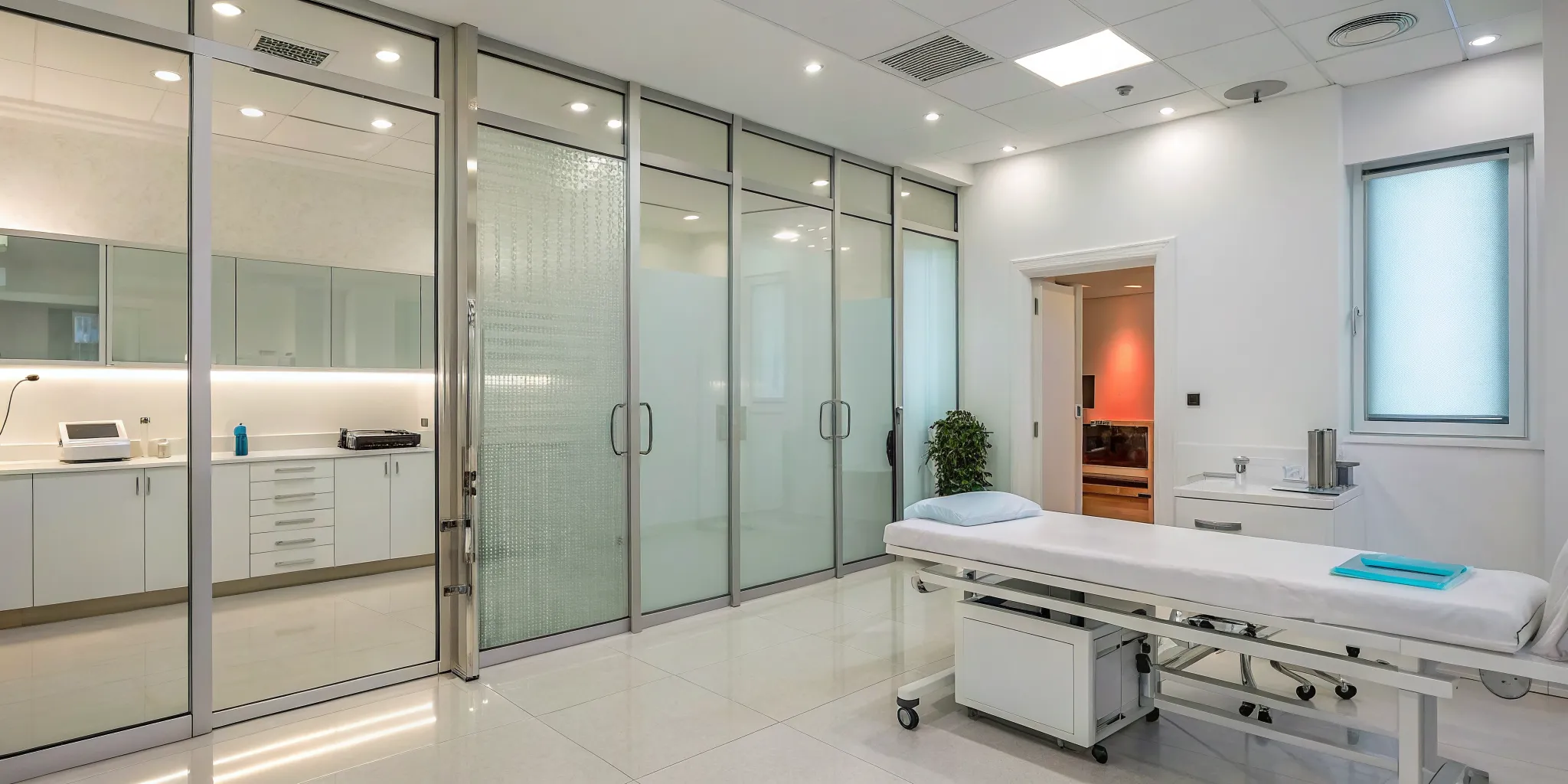 Cold laser therapy for a pinched nerve in a medical treatment room.
