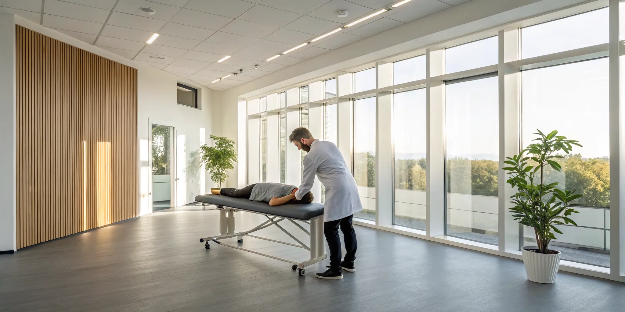 Novi auto accident chiropractor performing a spinal adjustment on a patient.