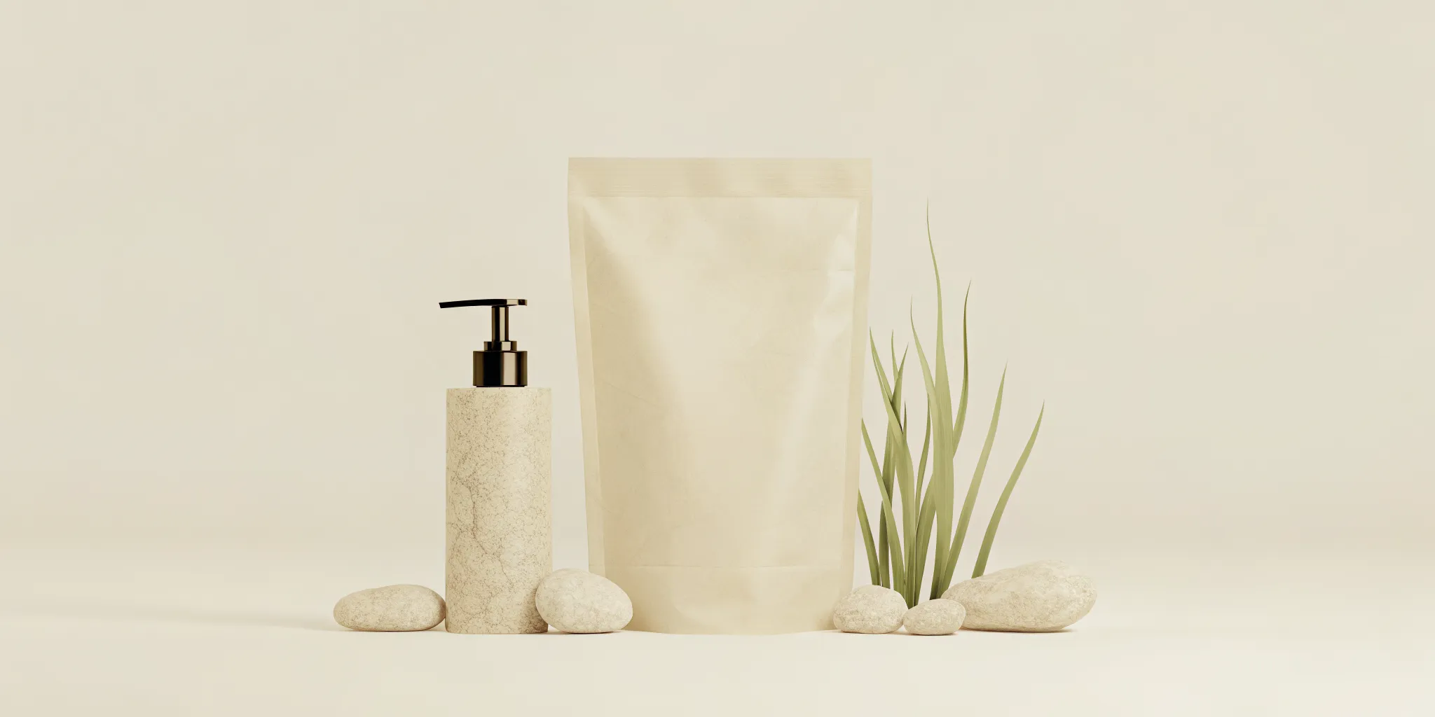 Refill-ready vetiver hand soap beside a reusable sink-side dispenser