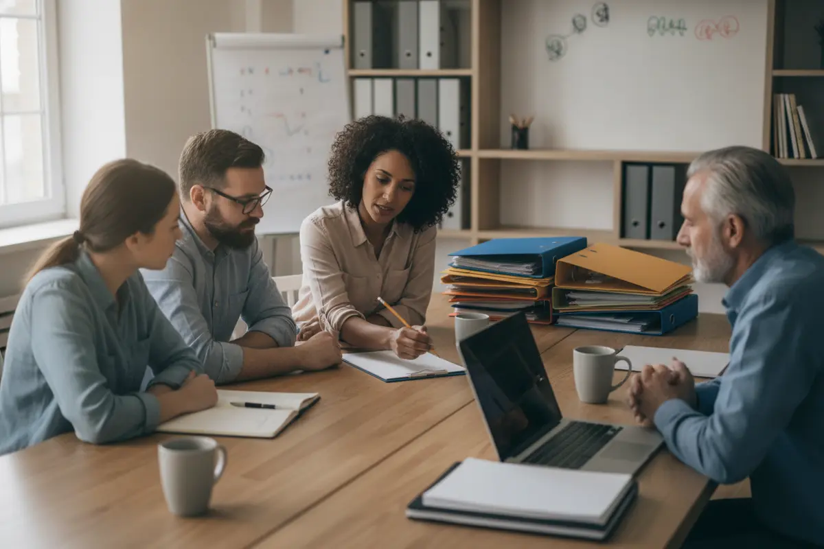 A nonprofit team reviews its internal controls checklist together