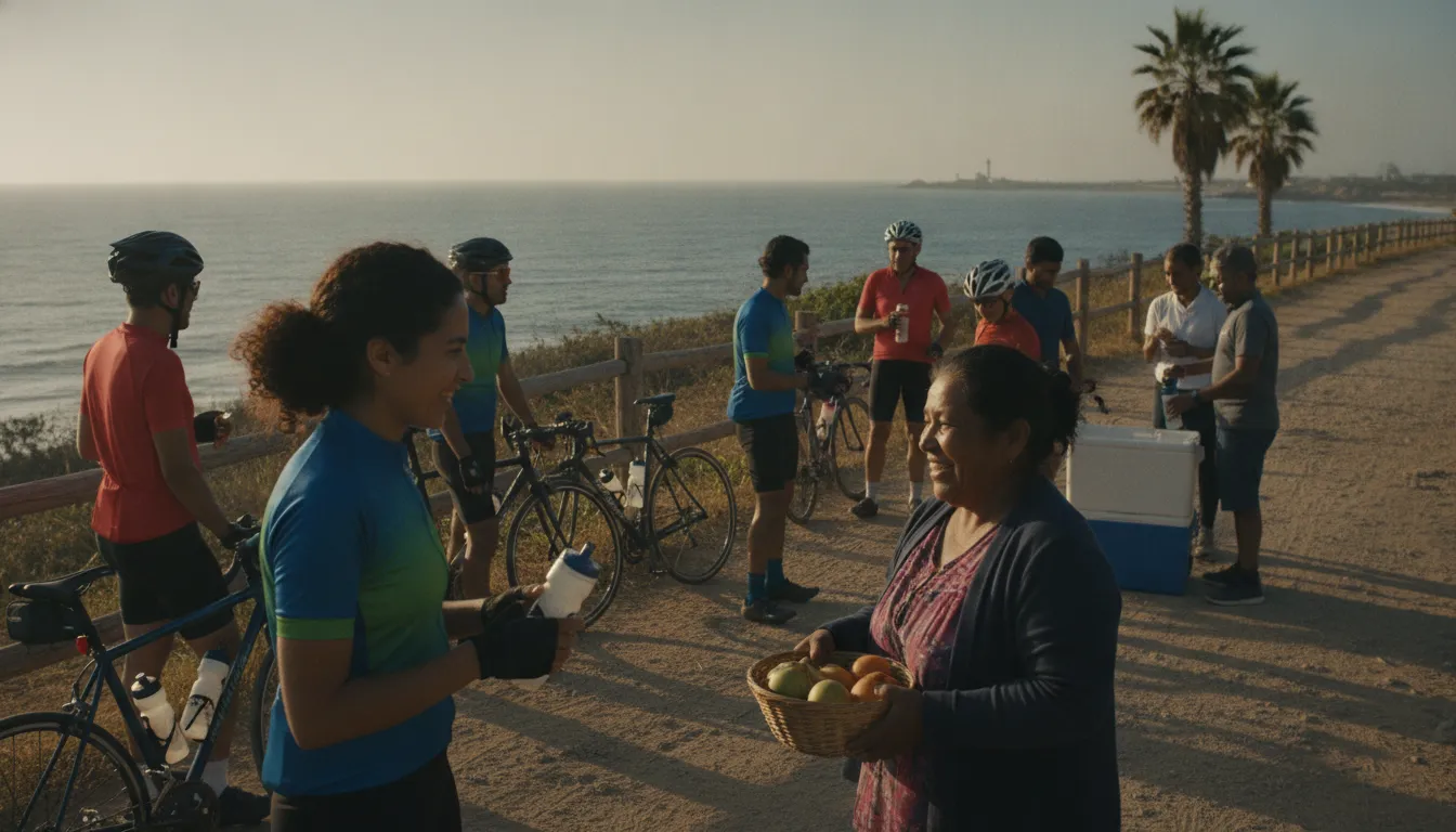 Cyclist preparing for a community charity ride